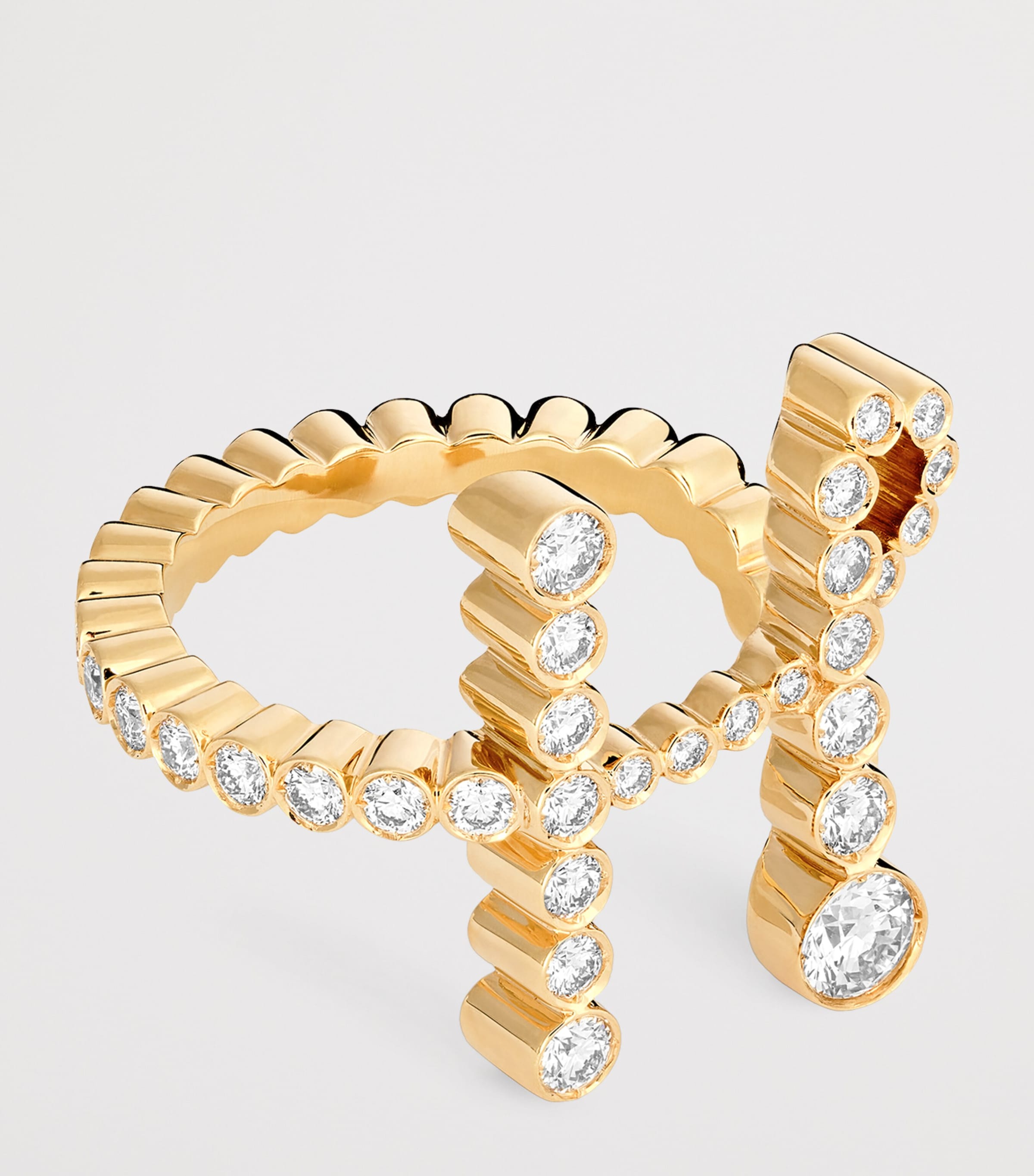 Yellow Gold and Diamond Ensemble ‘H’ Ring YELLOW GOLD Image 4