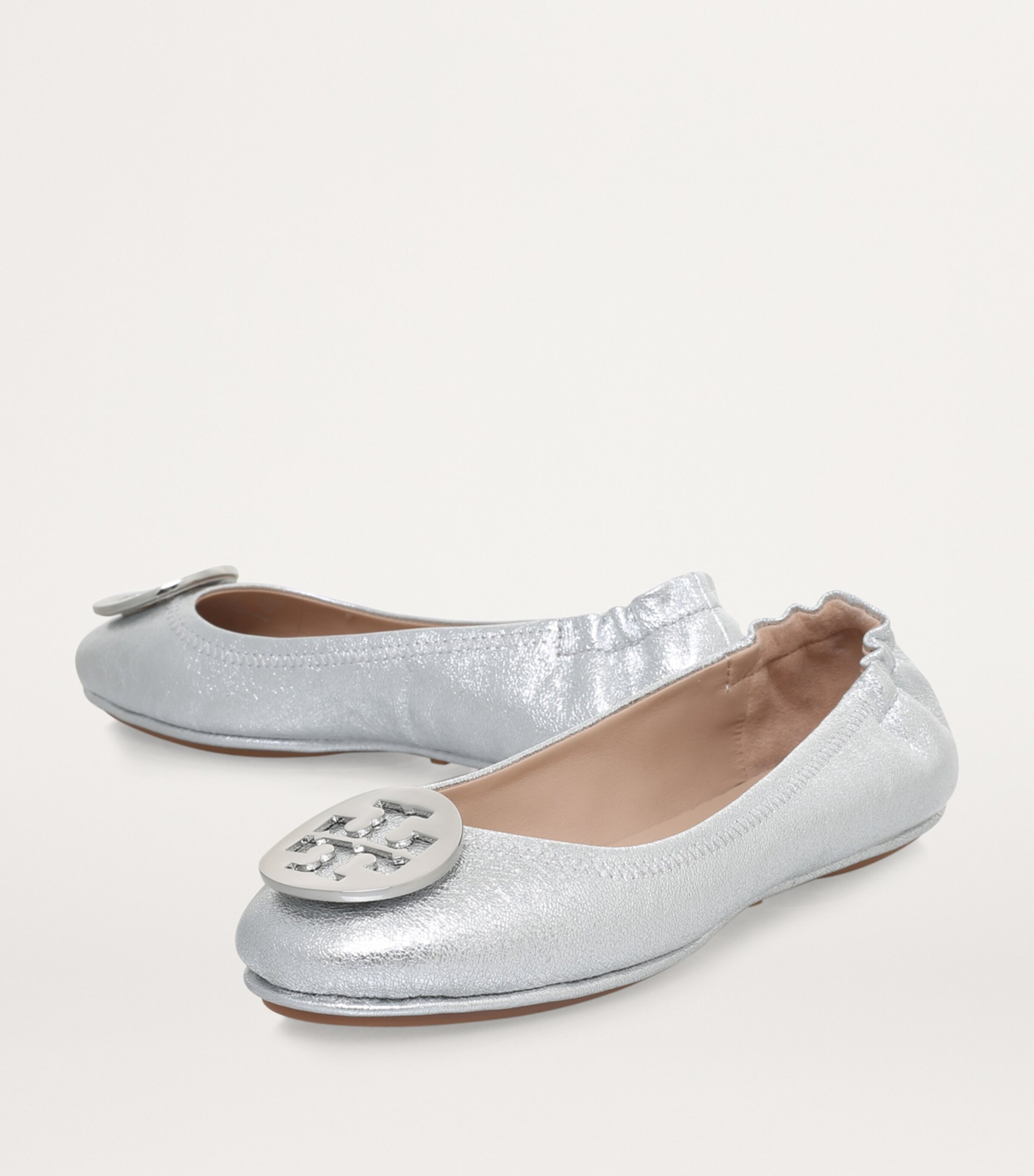 Metallic Leather Minnie Travel Ballet Flats GREY/LIGHT Image 4
