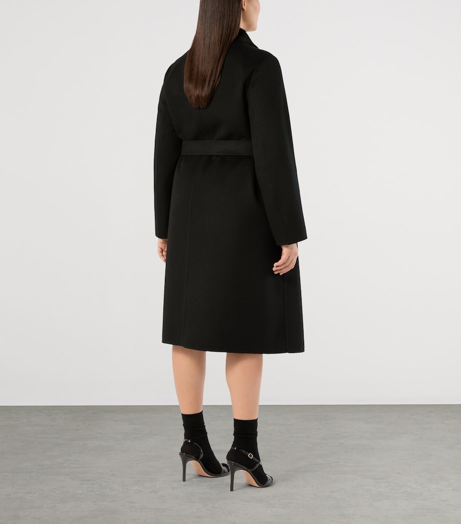 Marina Rinaldi Womens Wool Lamb-Fur Wrap Coat Black Image 4