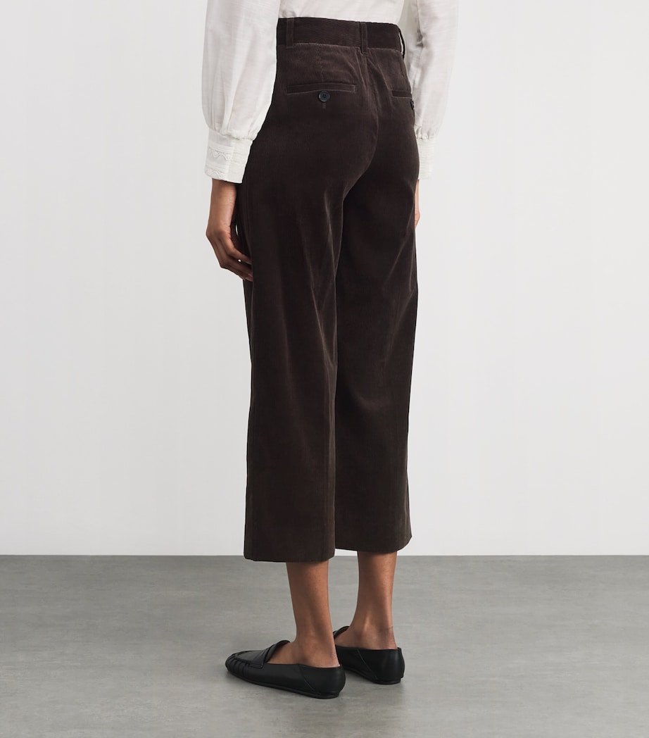 Cotton Corduroy Straight Cropped Trousers GANACHE BROWN Image 4