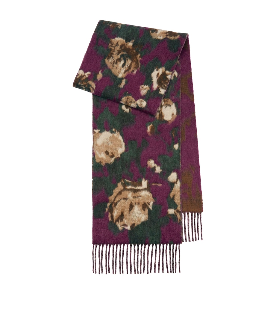 Burberry Wool-Alpaca-Blend Rose Scarf Plum Purple Image 1