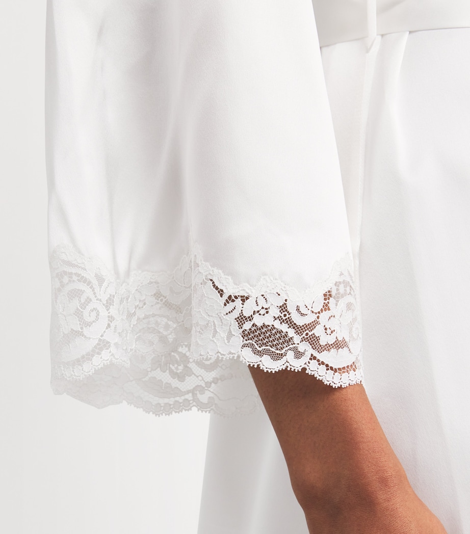 Silk Lace-Trim In My Boudoir Long Robe IVORY Image 6