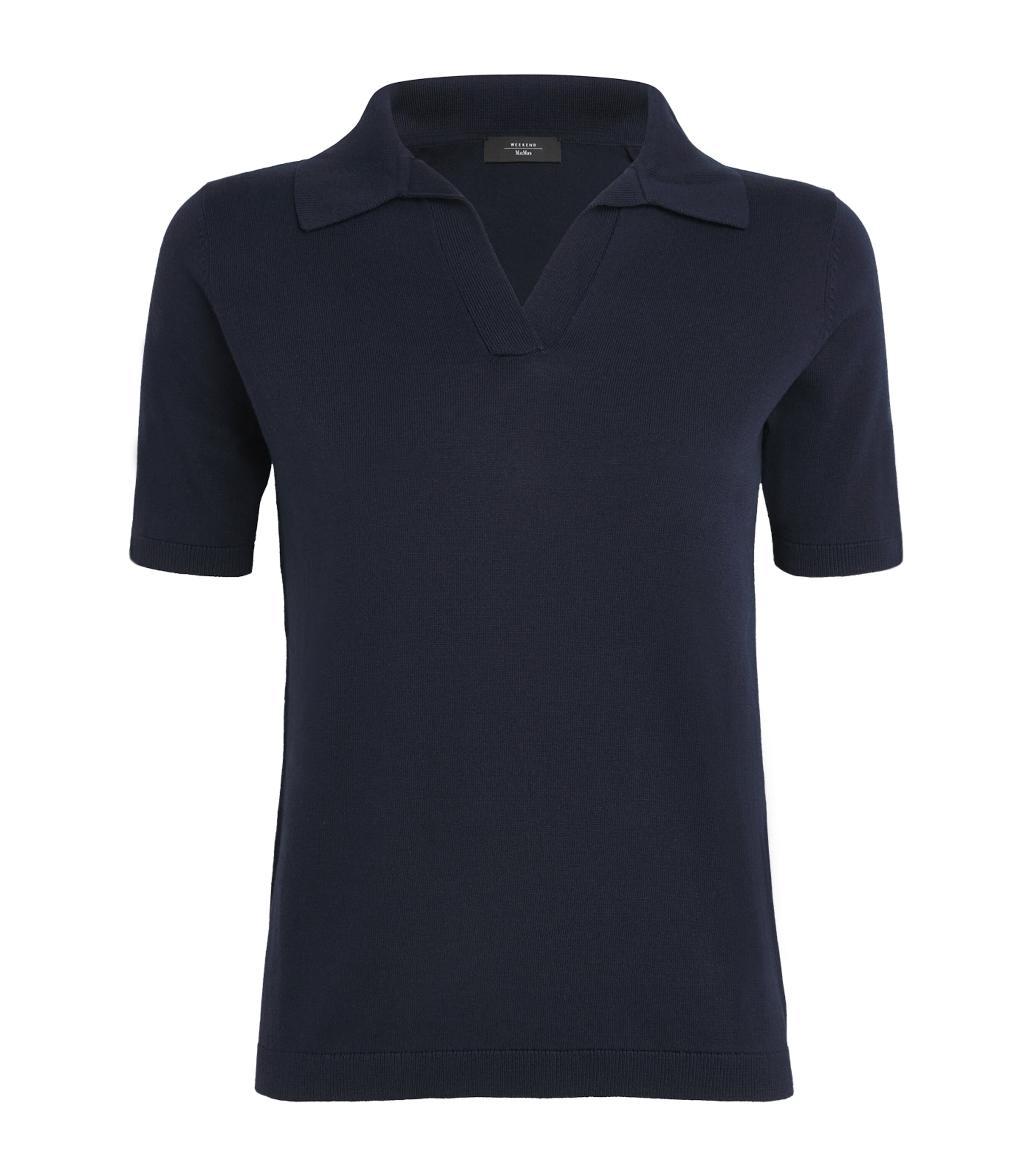 Silk-Cotton Open Polo Shirt NAVY Image 1