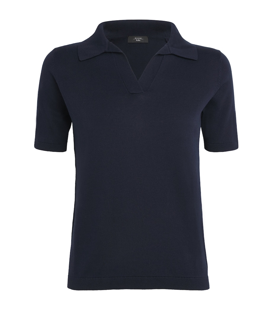 Silk-Cotton Open Polo Shirt NAVY Image 1