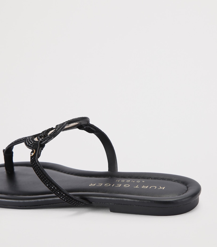Kurt Geiger London Leather Heart T-Bar Sandals Black Image 3