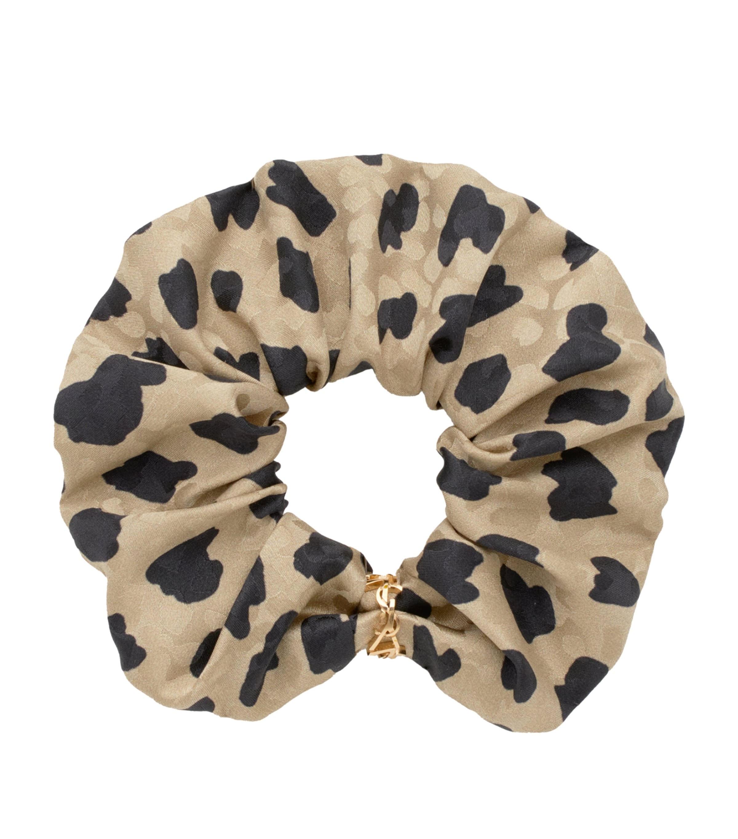 Saint Laurent Leopard-print Silk Hair Scrunchie In Brown