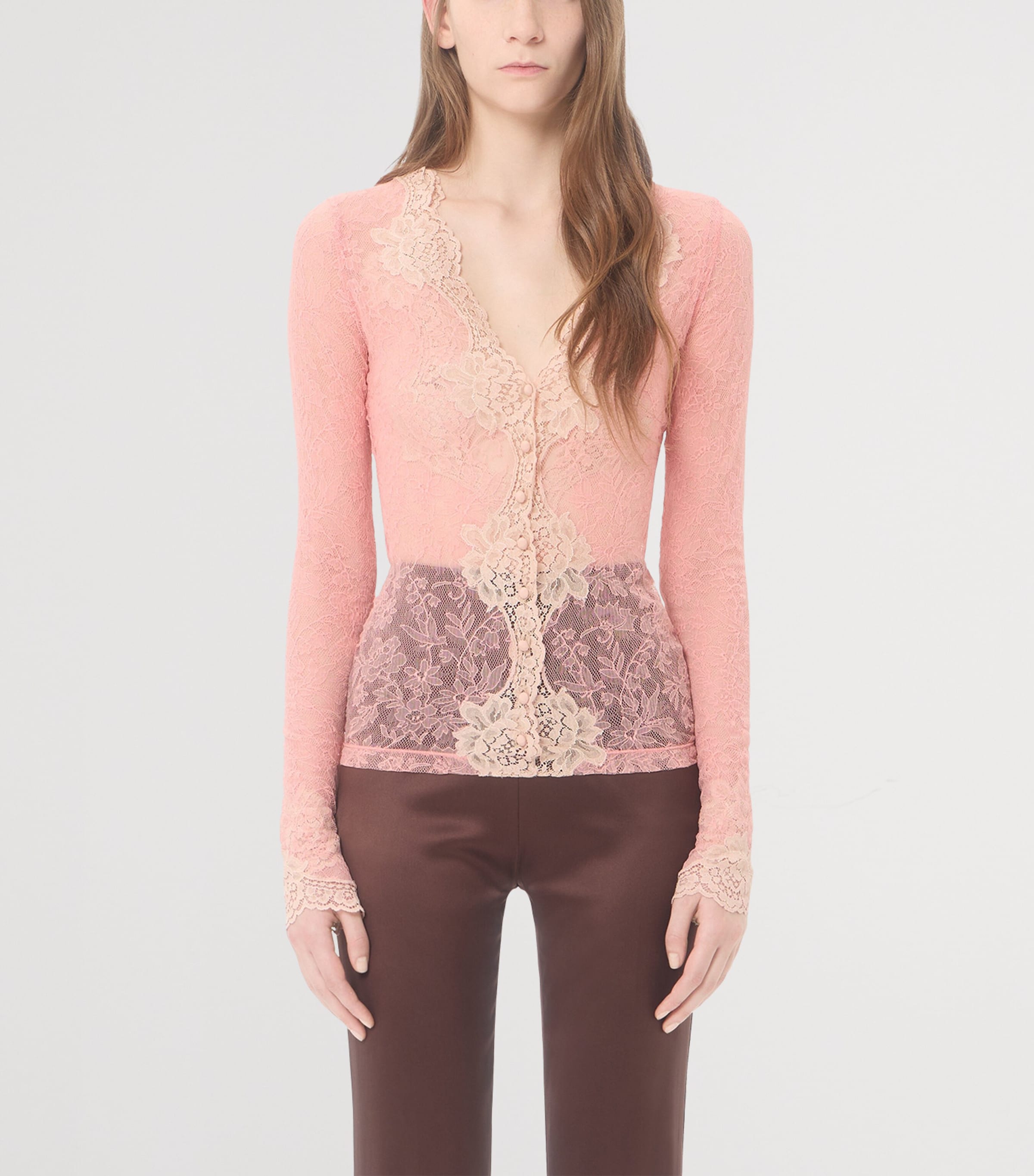 Valentino Womens Lace V-Neck Cardigan Image 2
