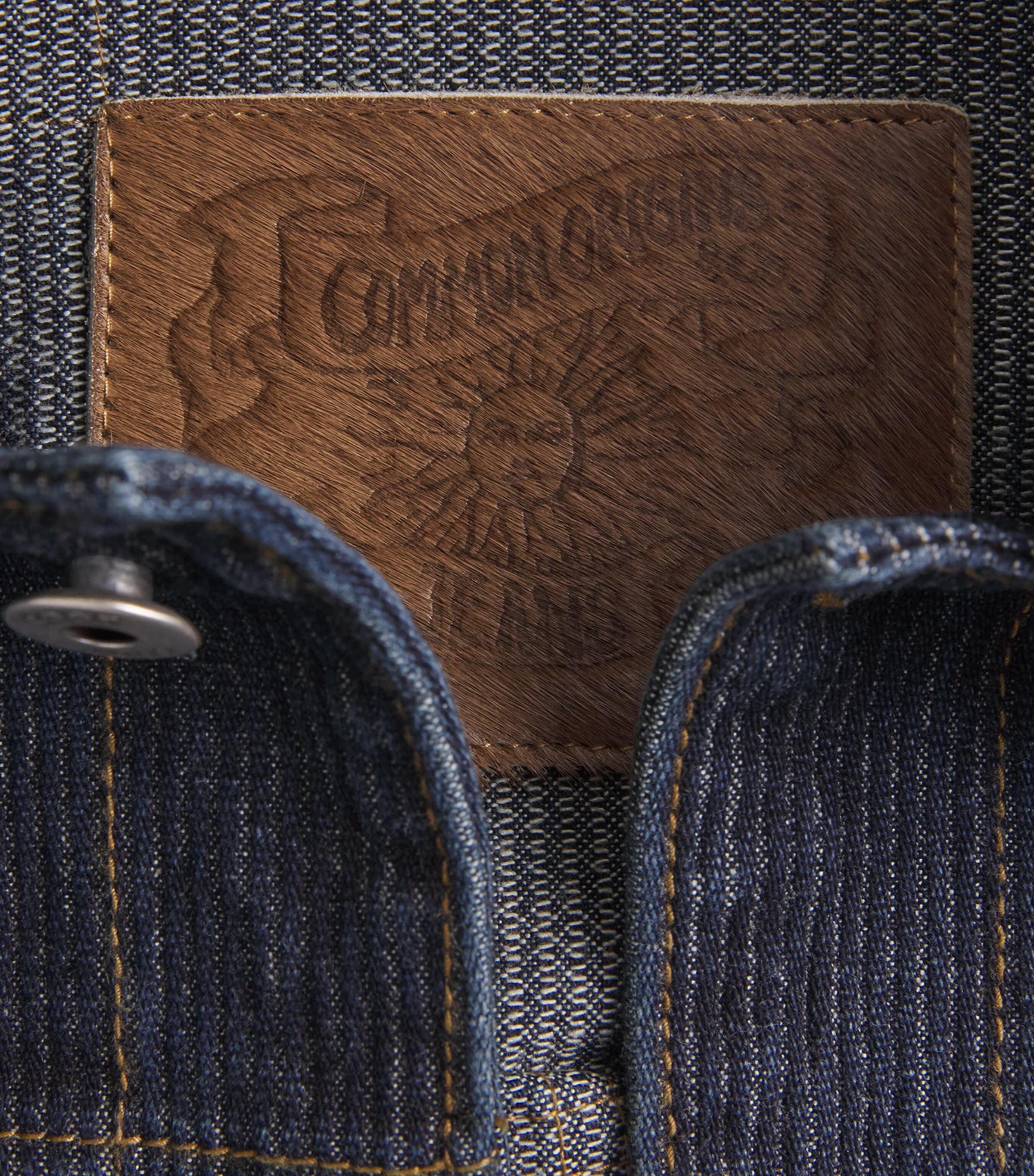 Coor Mens Ribbed Denim Trucker Jacket Washed Indigo Image 2