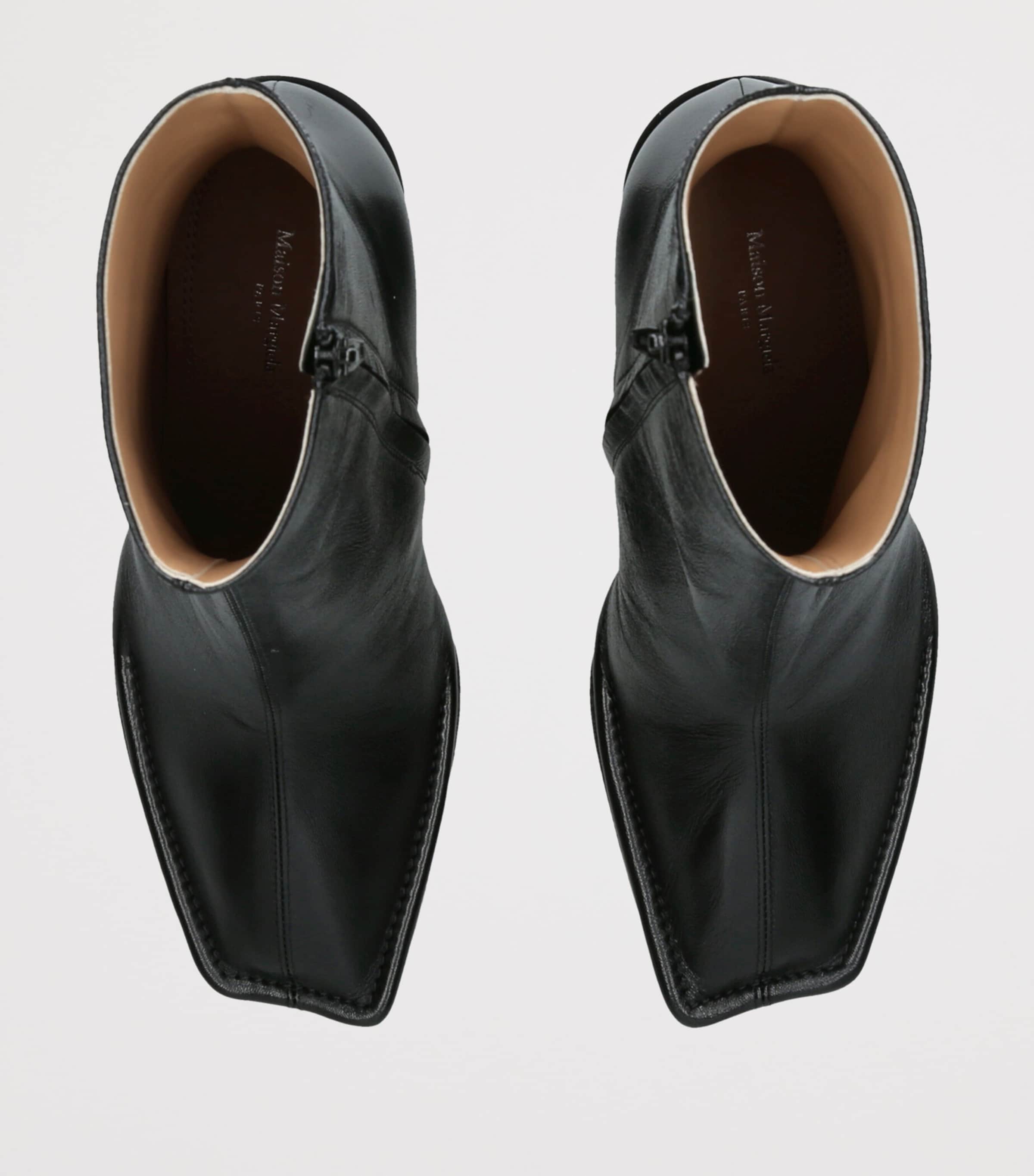 Maison Margiela Leather Piped Ankle Boots 85 Black Image 3