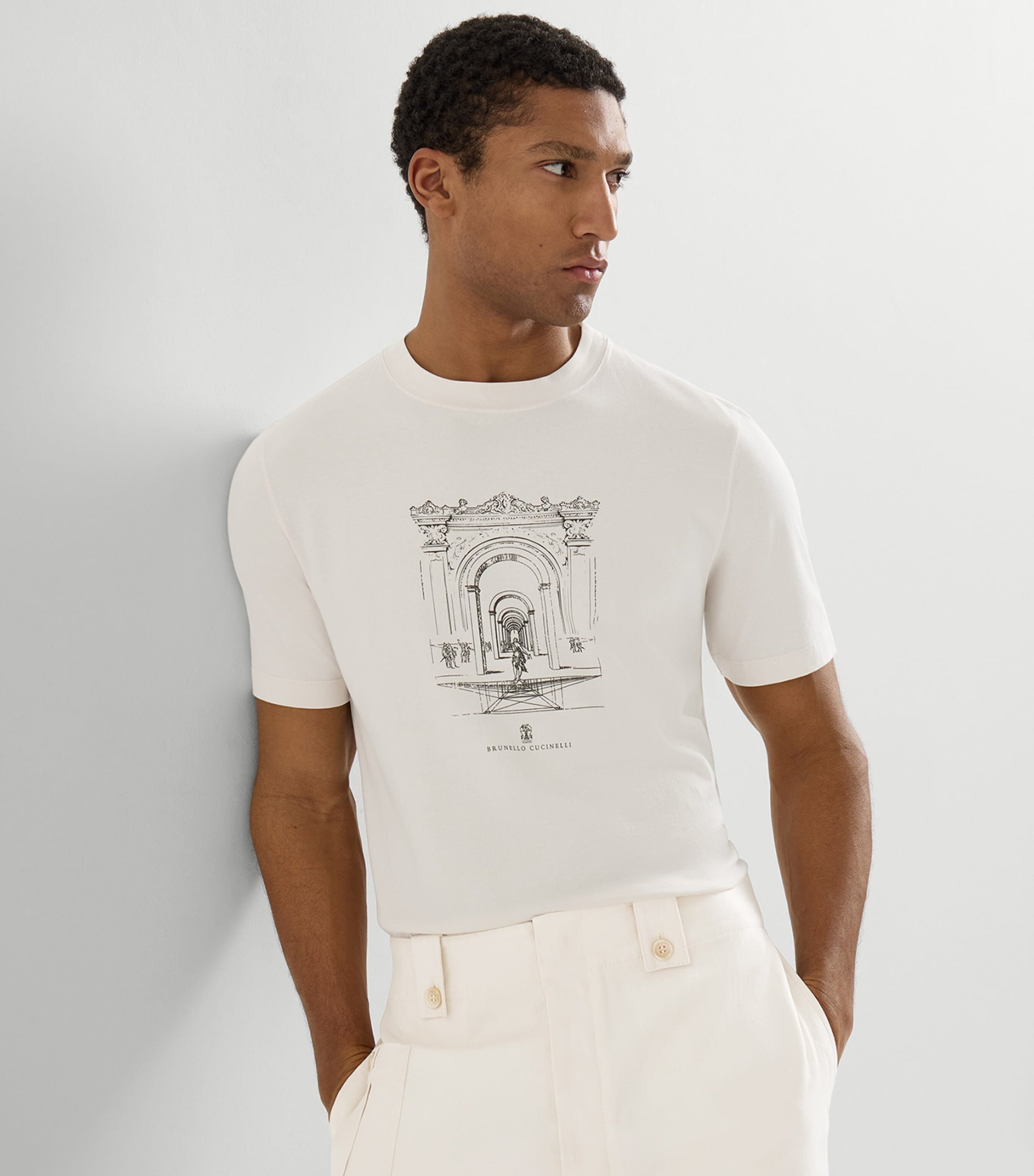 Brunello Cucinelli Mens Neoclassical Print T-Shirt Image 4