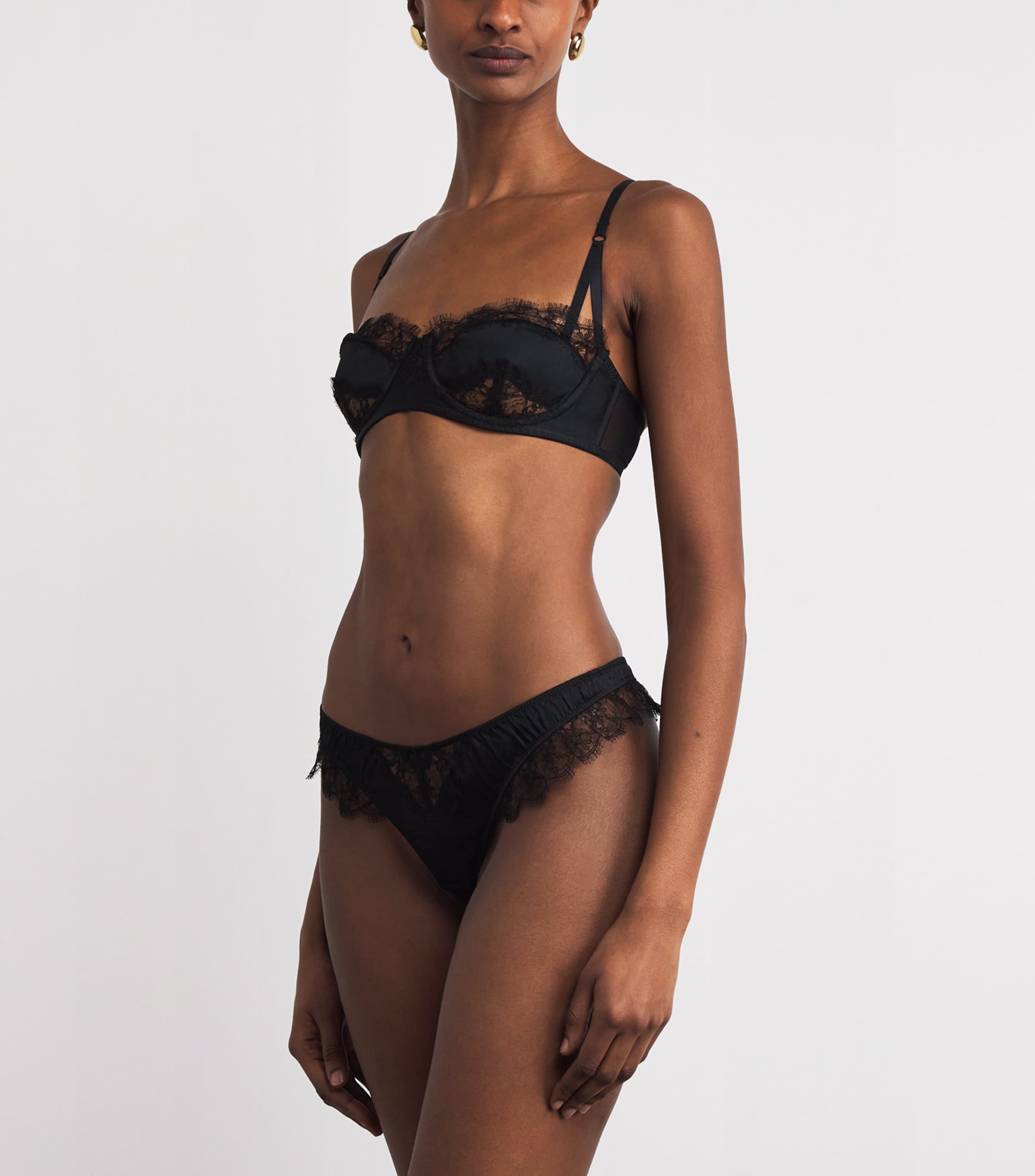 Kiki de Montparnasse Womens Stretch-Silk Lace-Insert Bra Black Image 2