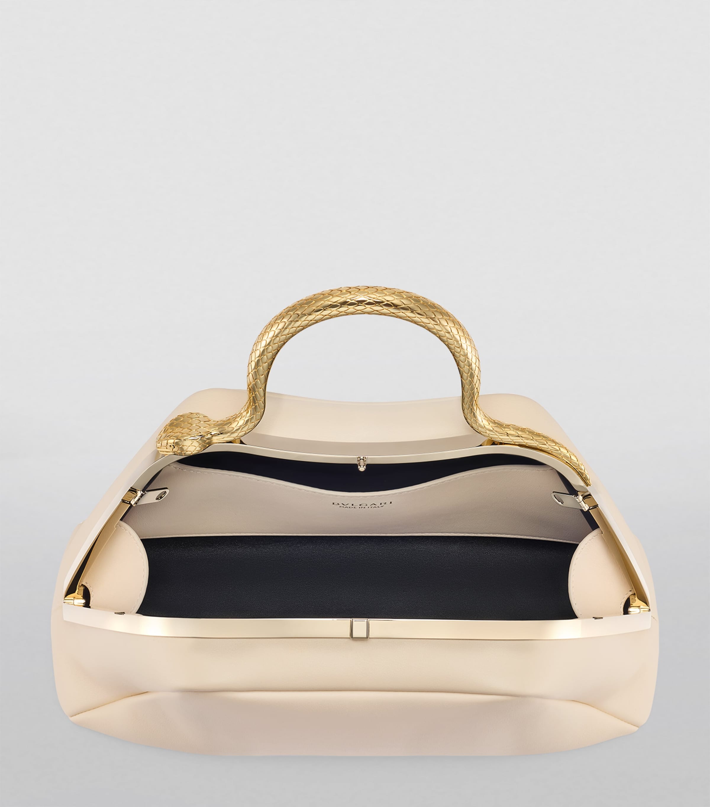 Small Leather Serpentine Top Handle Bag WHITE Image 2