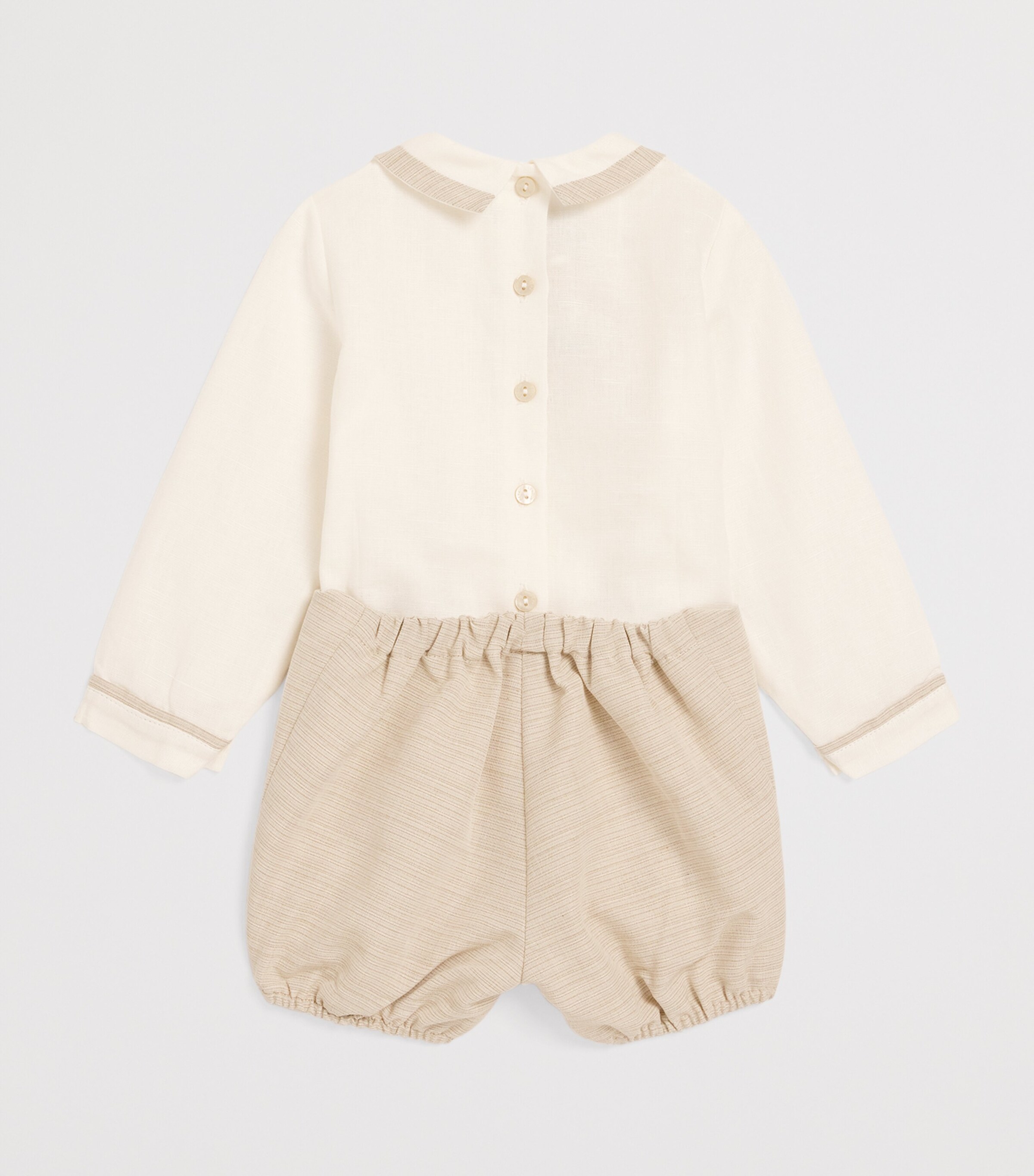 Linen Celebration Shirt and Shorts Set (12-18 Months) BEIGE Image 2