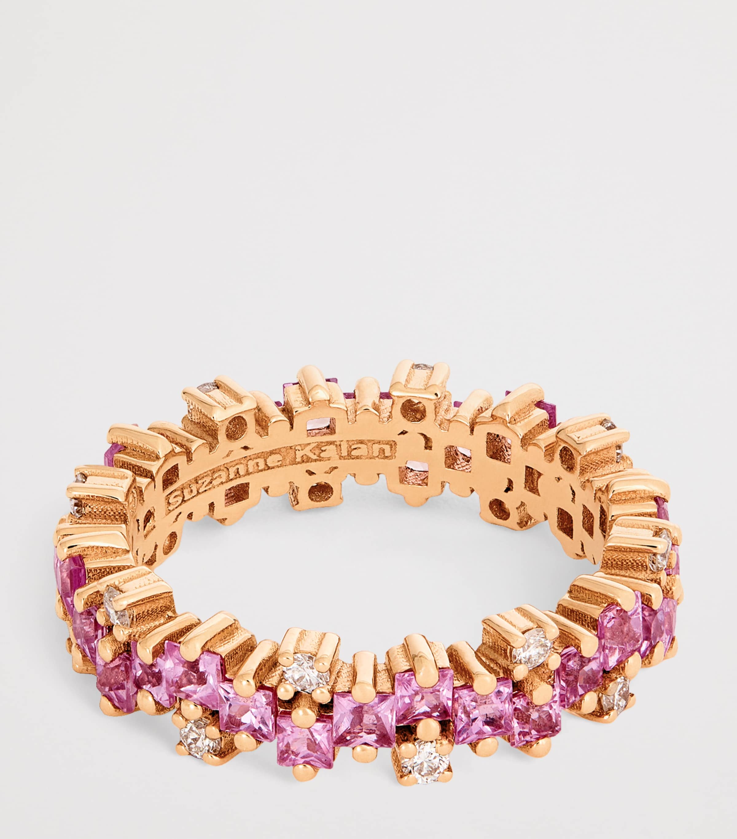 Rose Gold, Diamond and Sapphire Princess Eternity Ring 18K RG/P Image 3