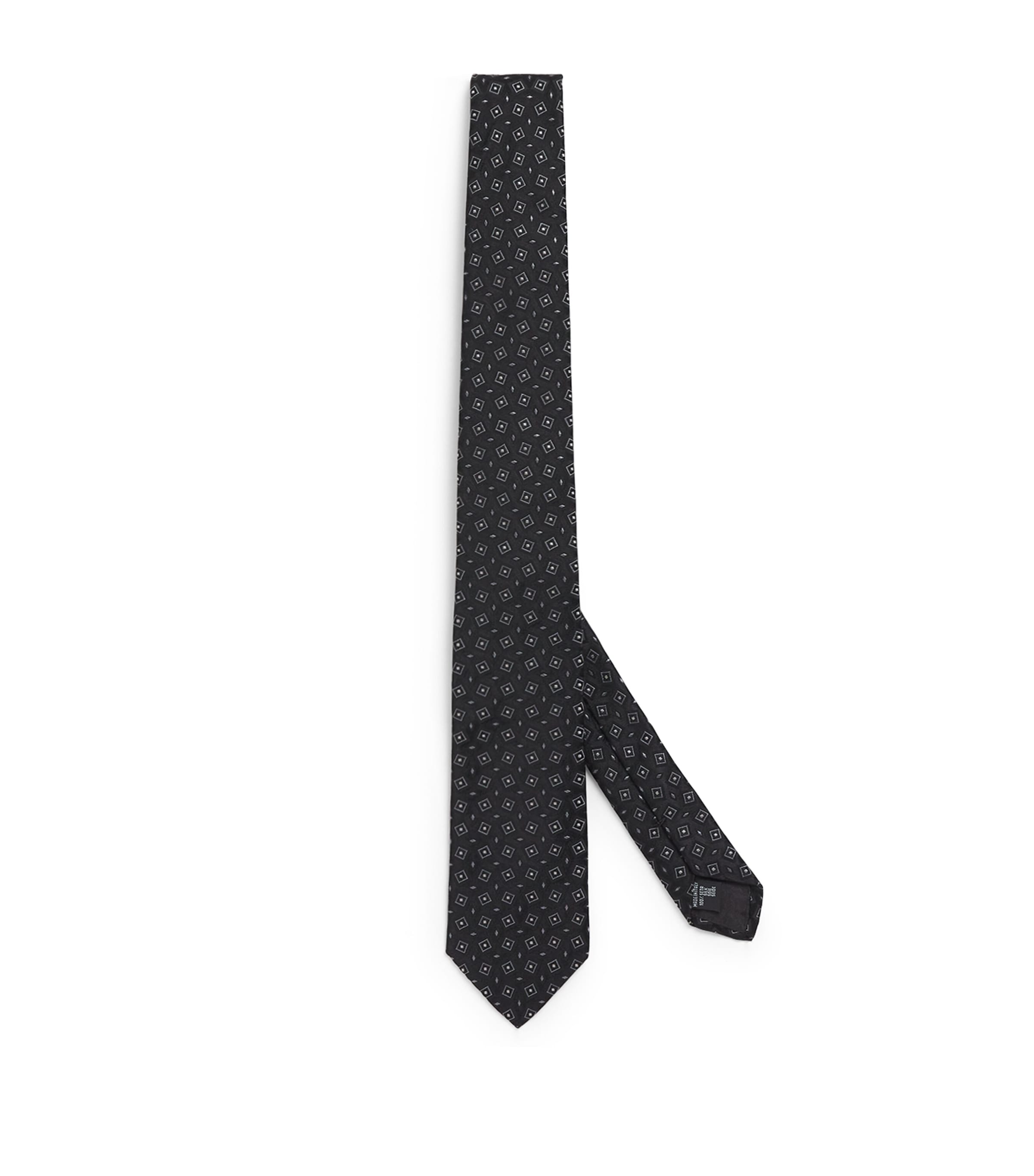 Giorgio Armani Silk Geometric Jacquard Tie In Black