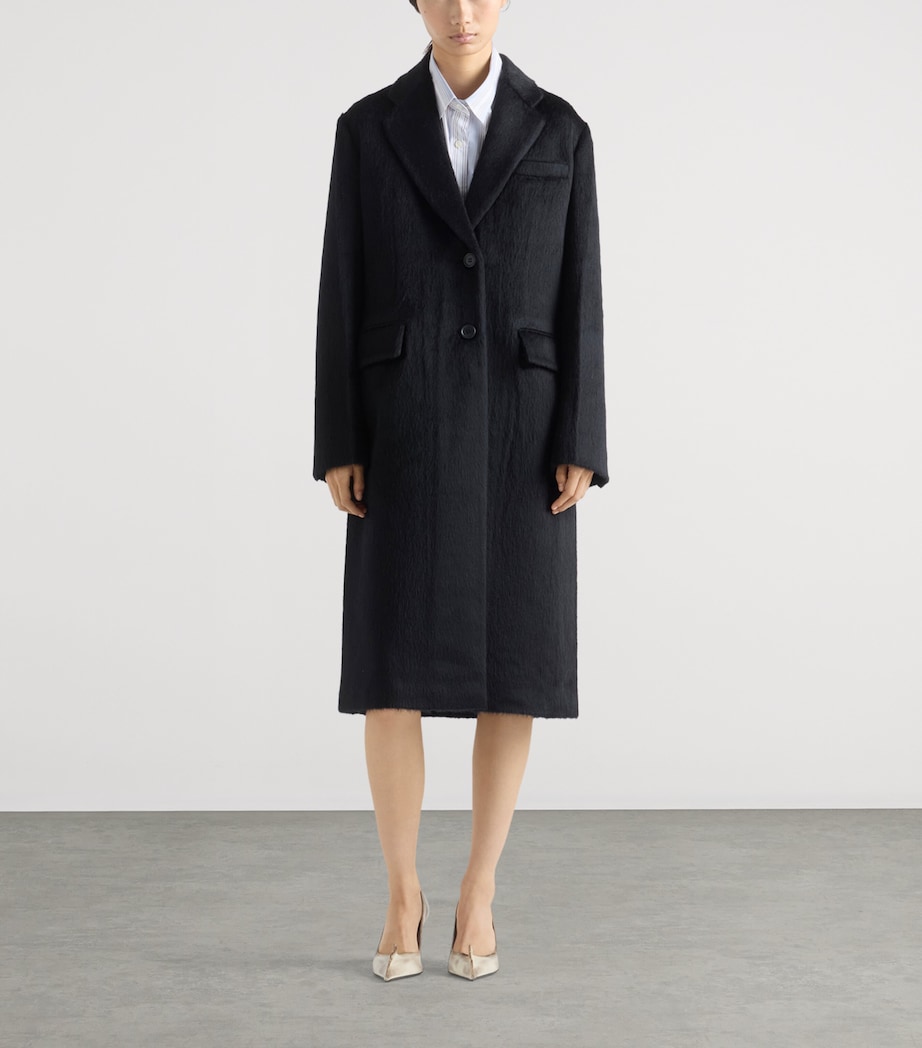 Velour Single-Breasted Coat F0008 Image 2