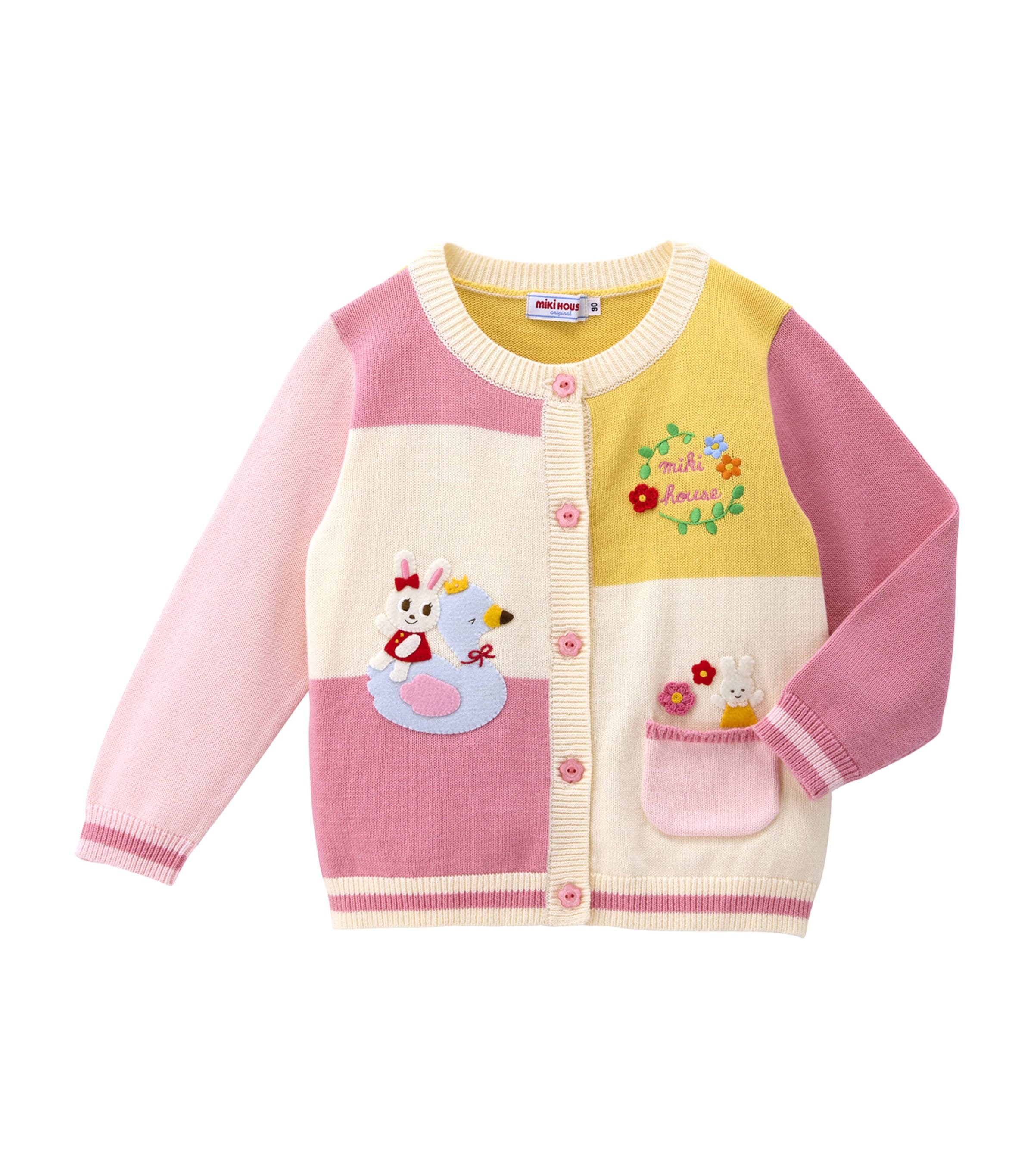 Miki House Cotton Usako Cardigan In Pink
