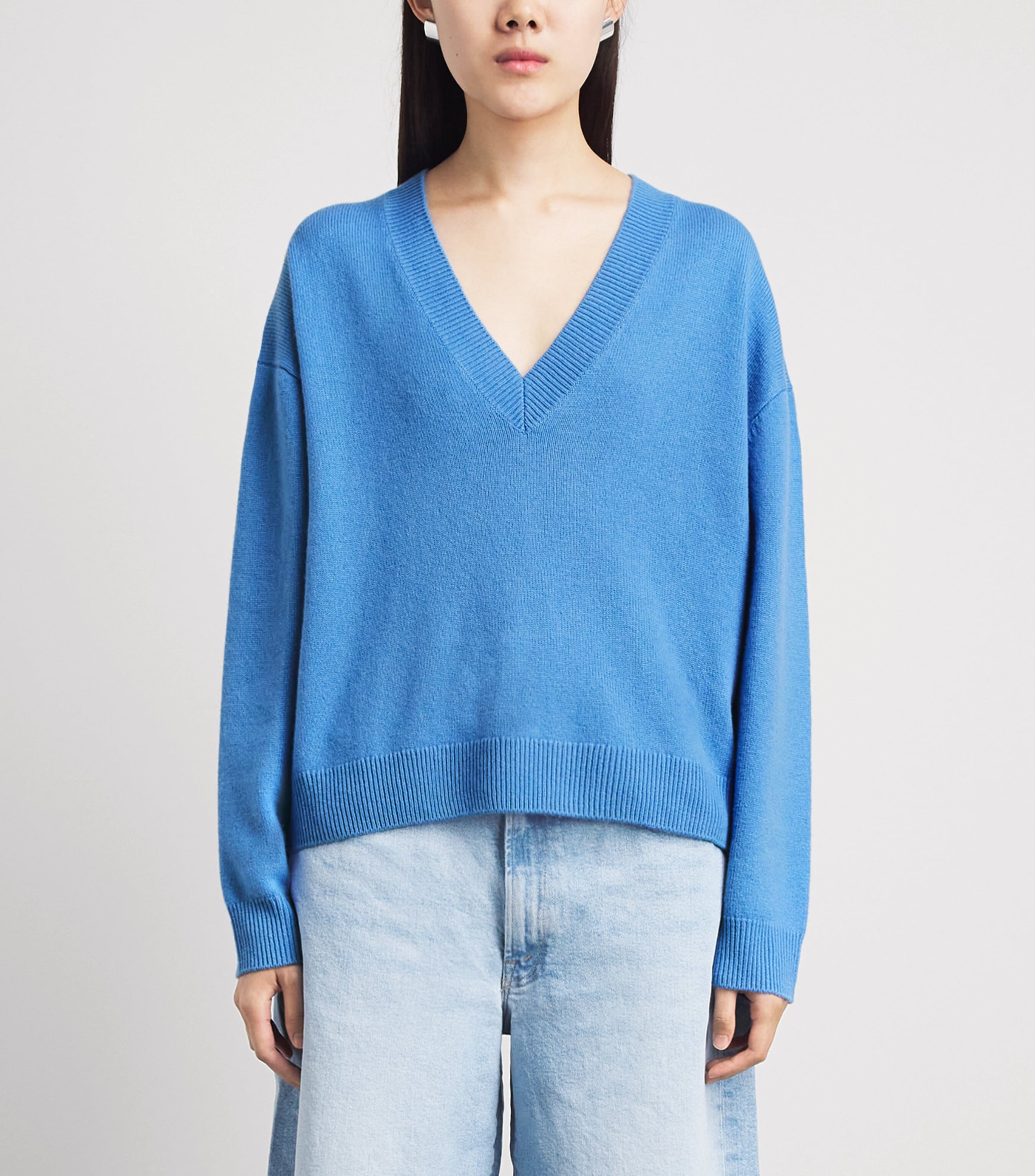 ANINE BING Womens Cashmere Oversized Lee Sweater Blue Image 4