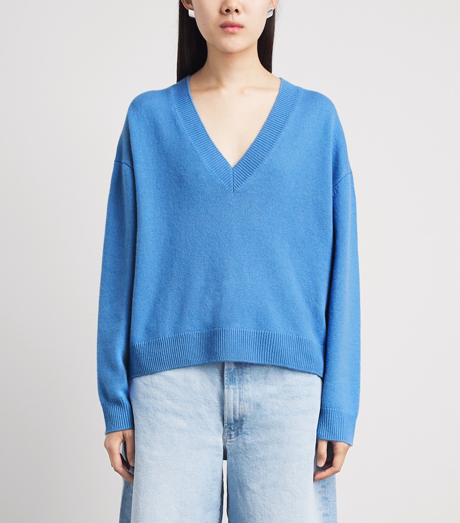 ANINE BING Womens Cashmere Oversized Lee Sweater Blue Image 4