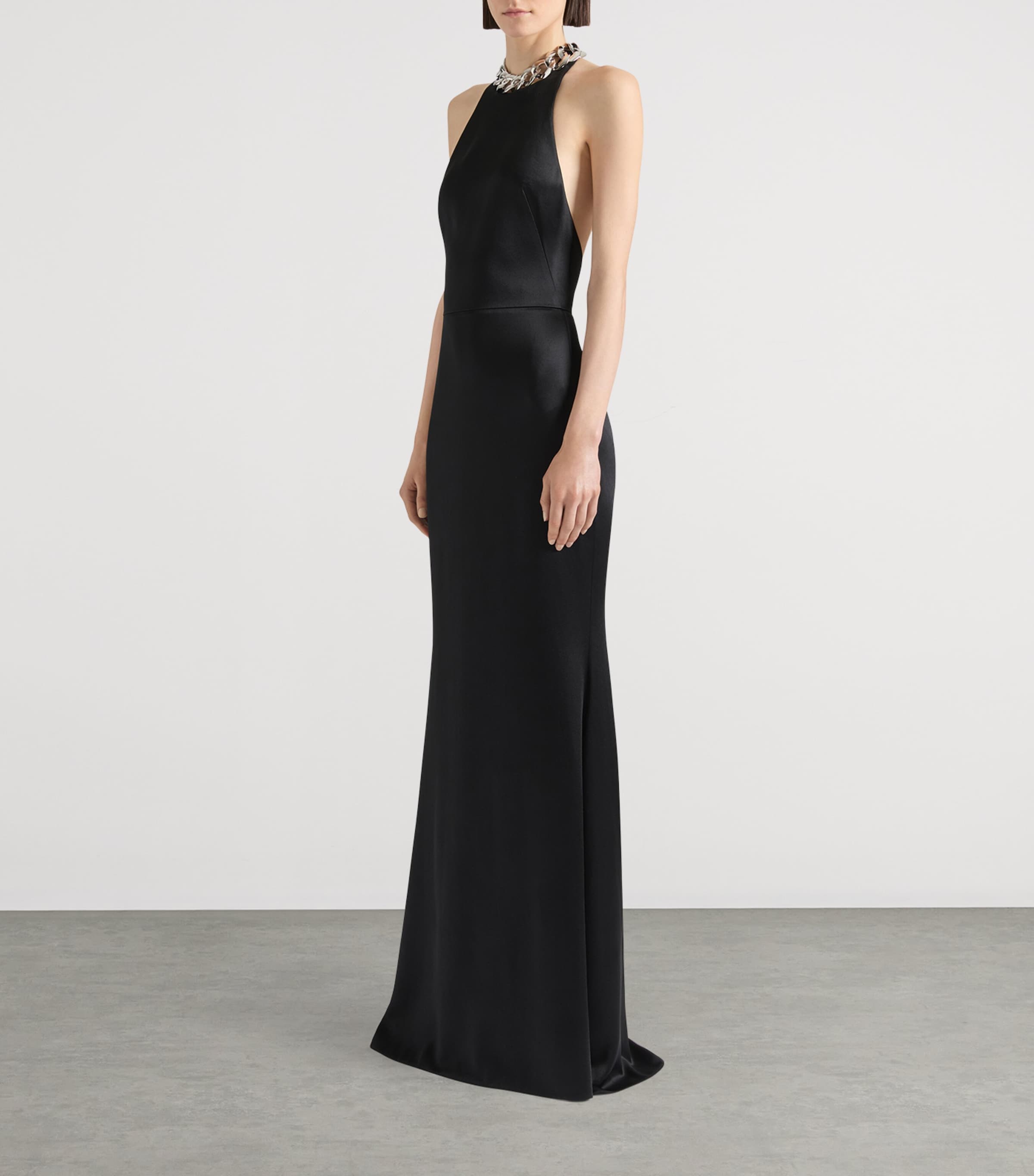 Satin Halterneck Dress BLACK Image 4