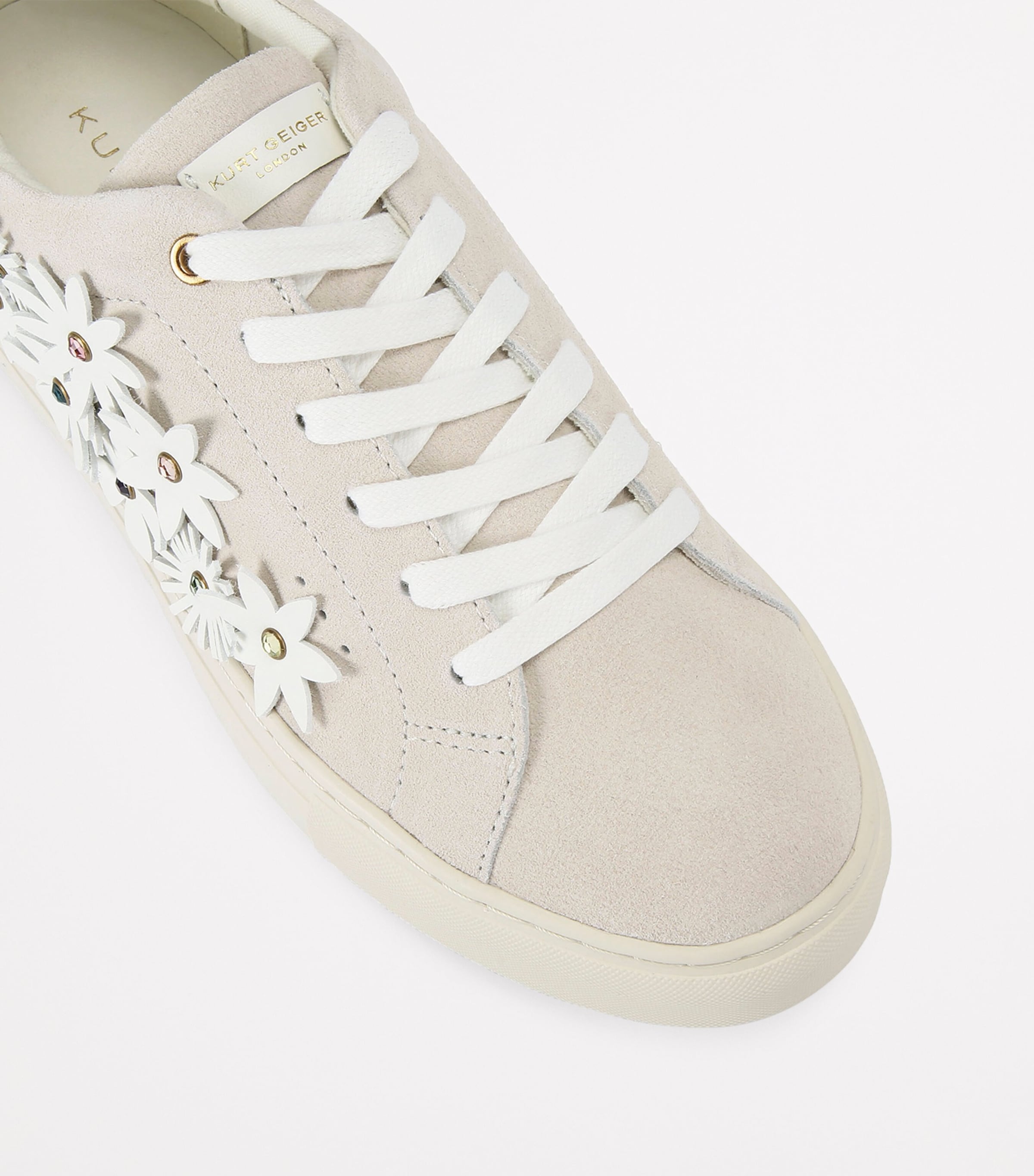 Kurt Geiger London Suede Flower-Embellished Laney Sneakers Bone/comb Image 3