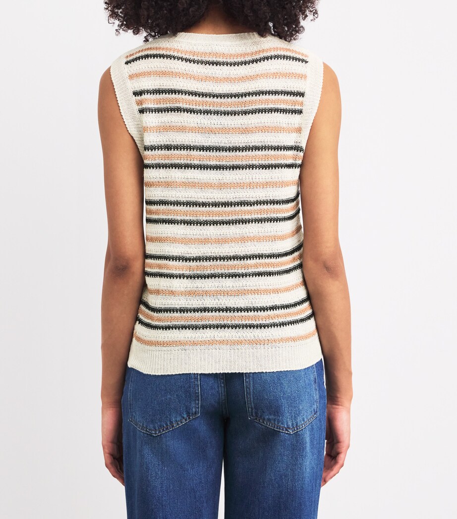 Linen Striped Sweater Vest DESERT Image 4