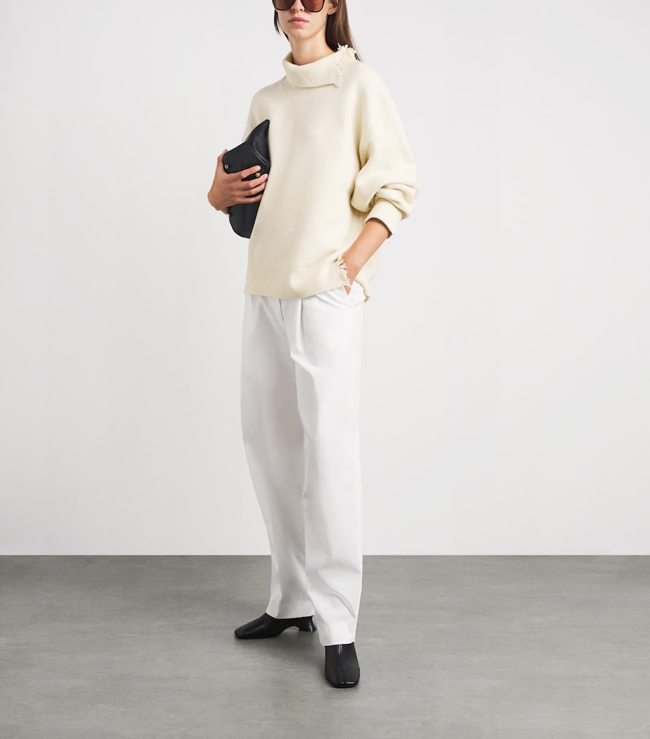 Róhe Womens Wool-Blend Raw-Hem Sweater Off White Image 2