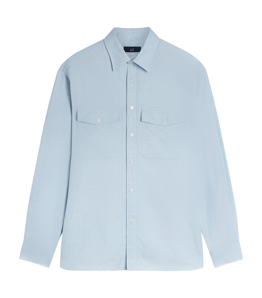 Dunhill Mens Cotton-Cashmere Shirt Blue Image 1