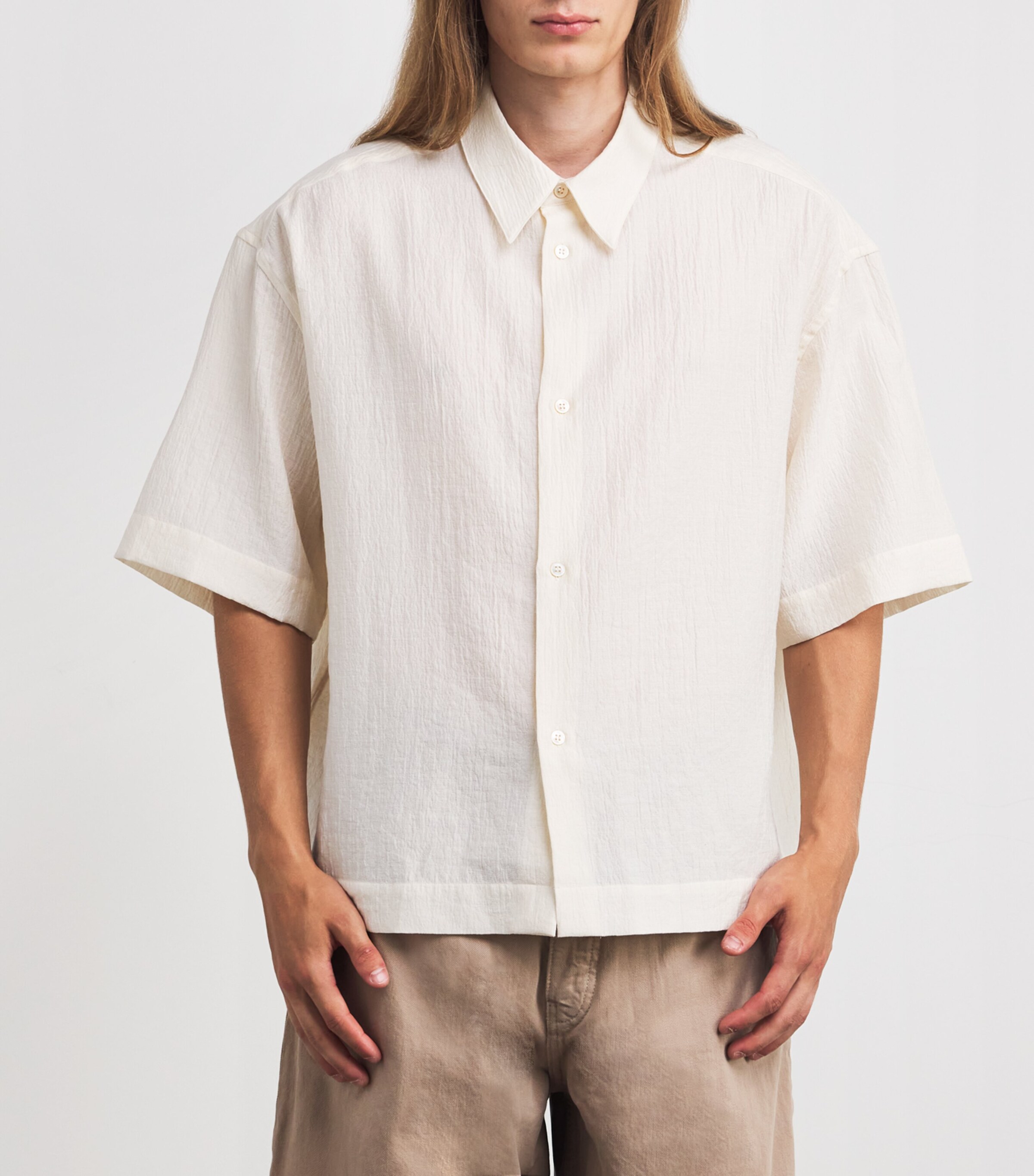 Studio Nicholson Neutral Cotton-Blend Textured Sanko Shirt