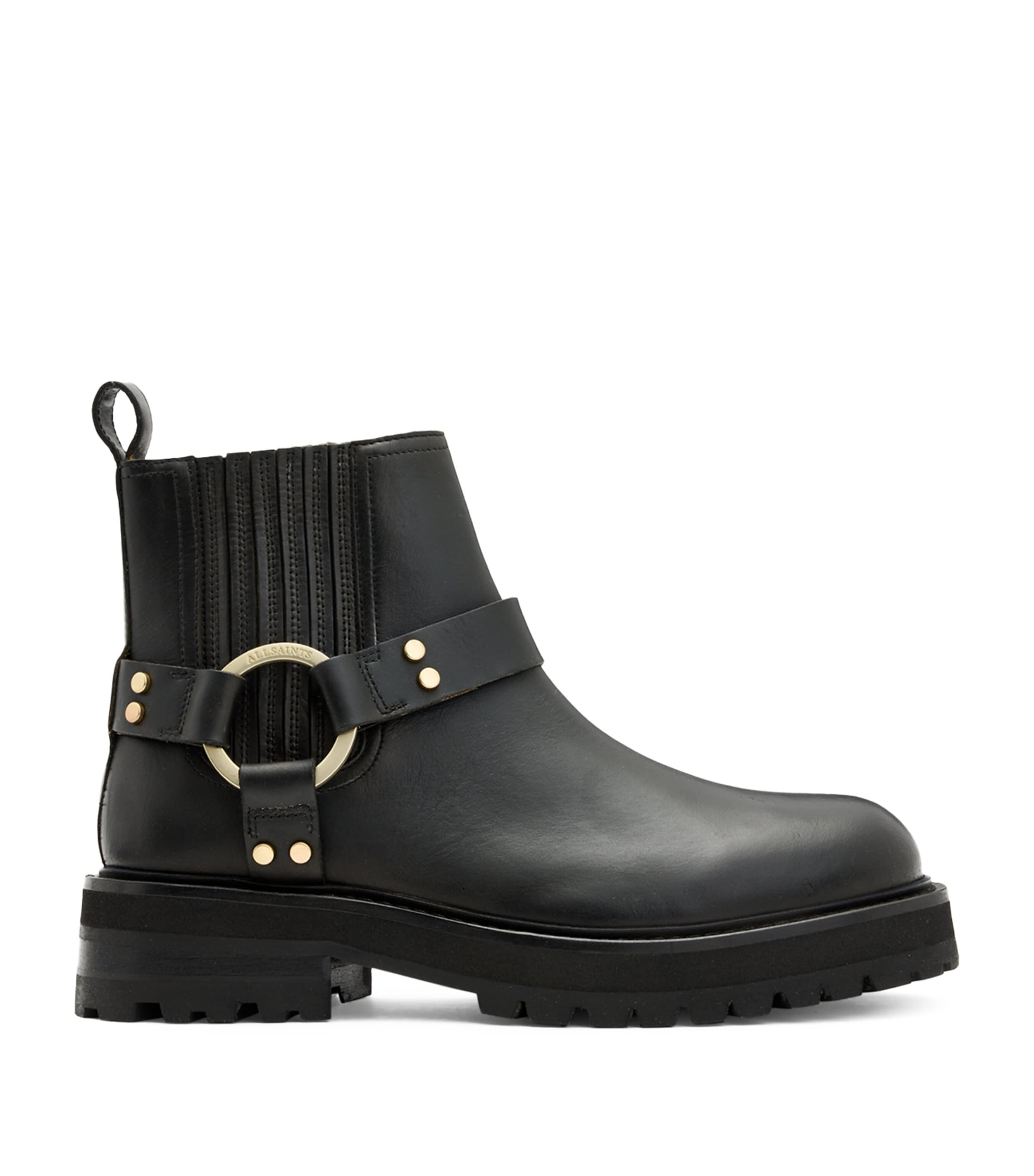 Shop Allsaints Leather Maddie Biker Boots In Black