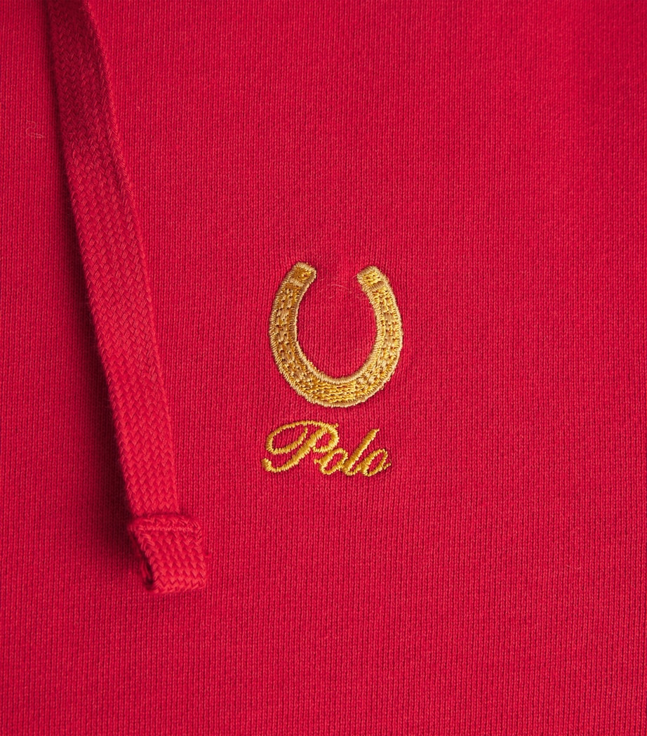 Cotton Polo Horsehoe Hoodie RED Image 5