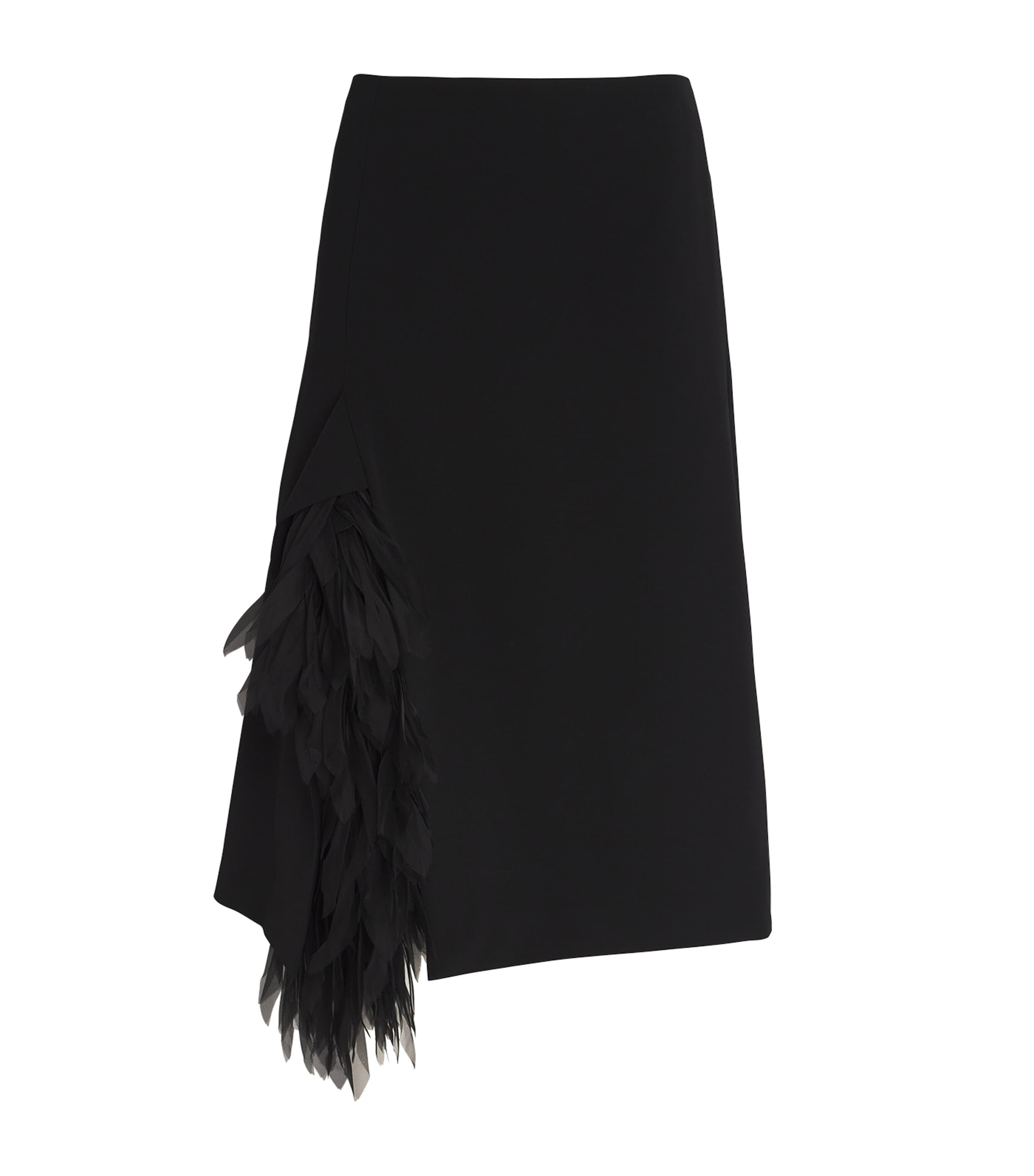 STELLA MCCARTNEY STRETCH-WOOL TULLE FEATHER-TRIM SKIRT 