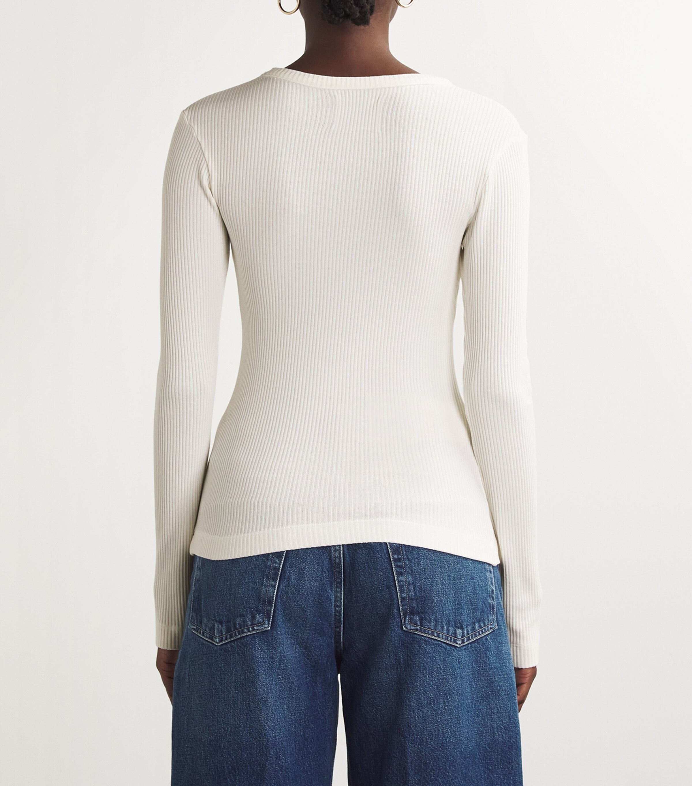 Ribbed Bina Crewneck Top PASHMINA (OFF WHITE) Image 4