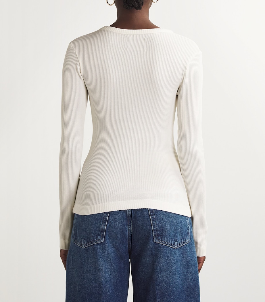 Ribbed Bina Crewneck Top PASHMINA (OFF WHITE) Image 4