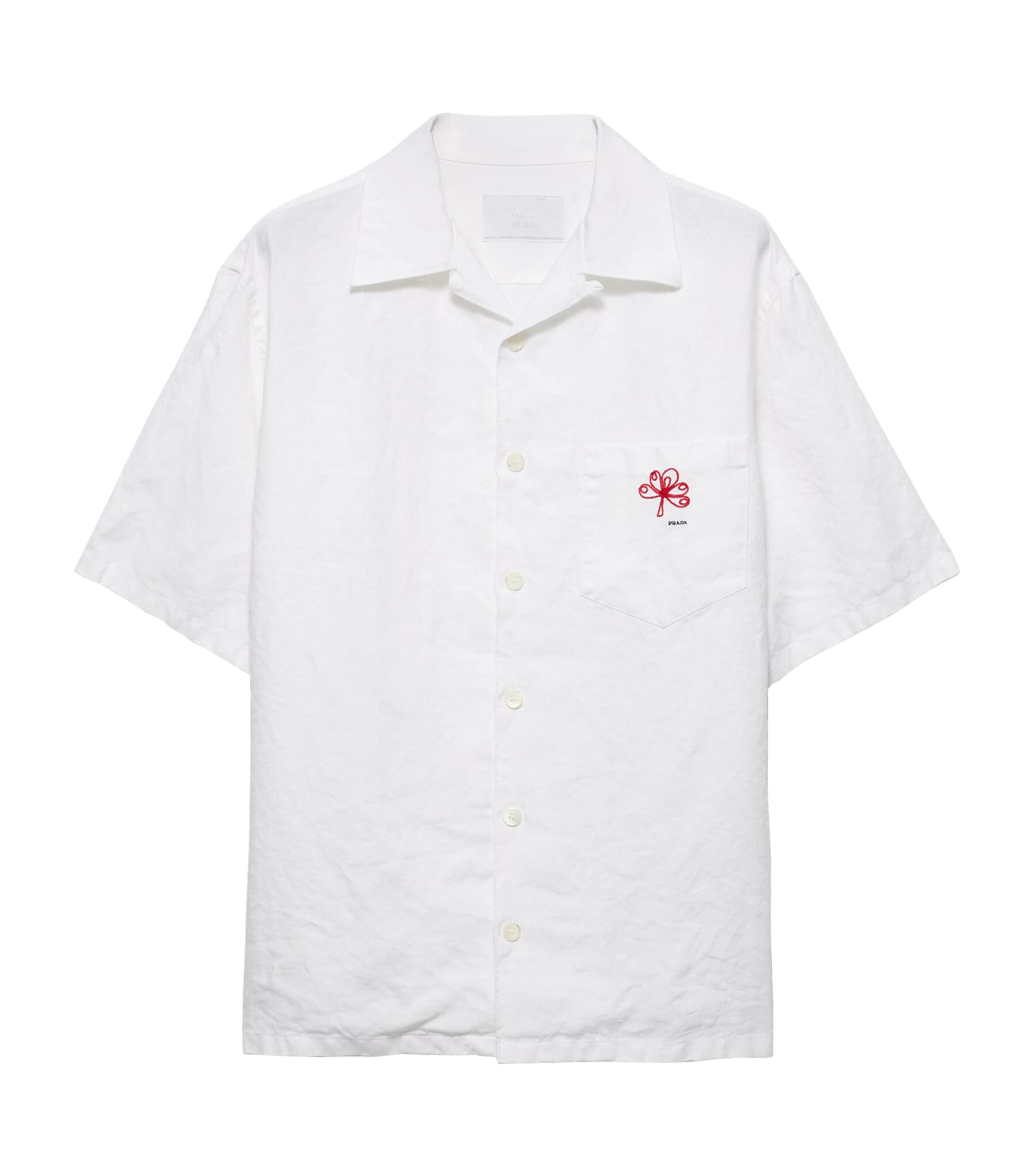 Prada Linen Bowling Shirt White