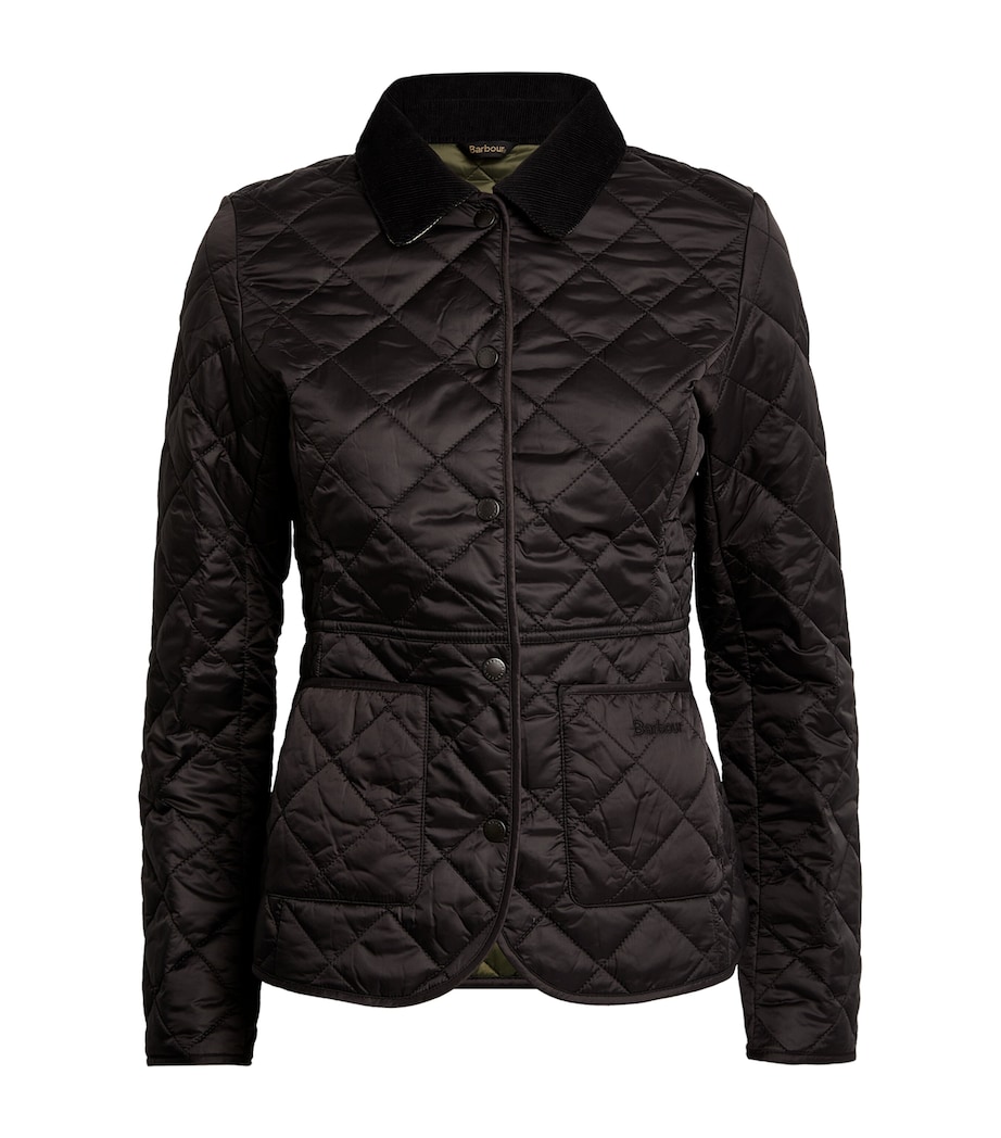 Barbour Womens Quilted Deveron Jacket Black Olive Image 1