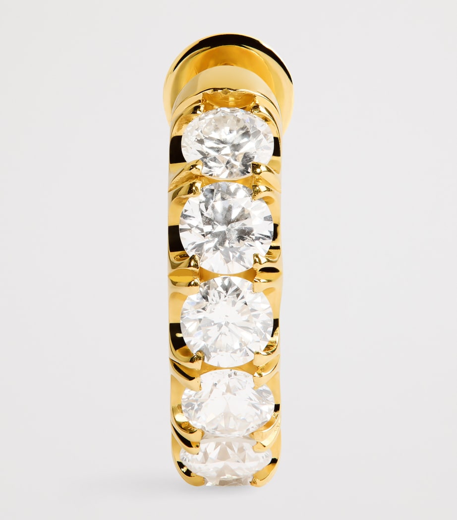 Yellow Gold and Pavé Diamond Macro Single Hoop Earring YELLOW GOLD Image 3