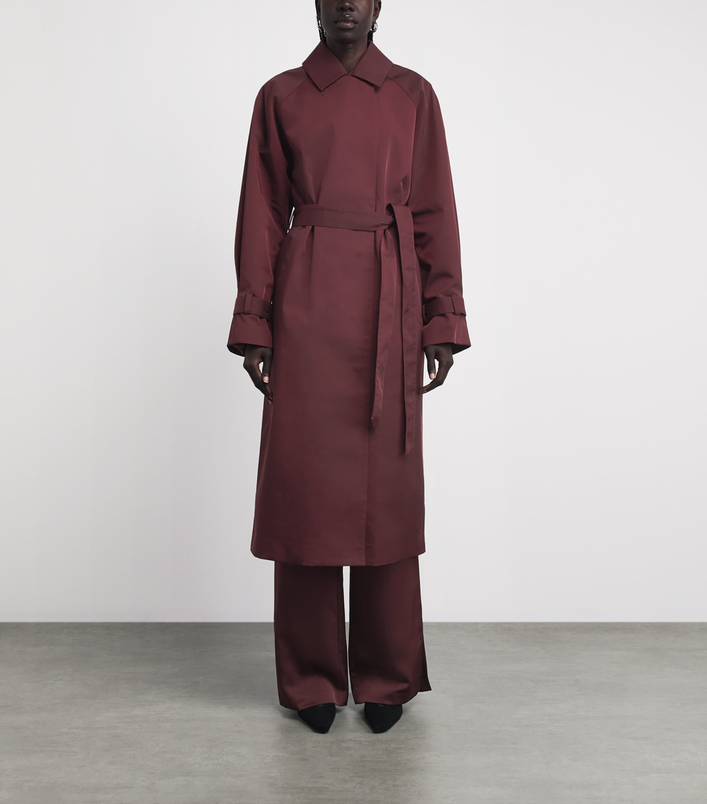 CAMILLA AND MARC Womens Longline Dia Trench Coat Burgundy Image 4