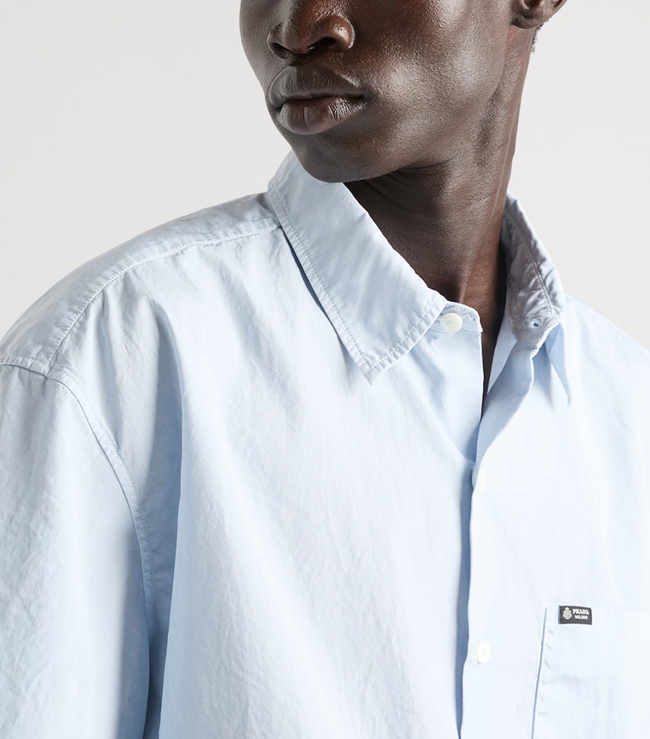 Prada Mens Cotton Relaxed Short-Sleeve Shirt Light Blue Image 4