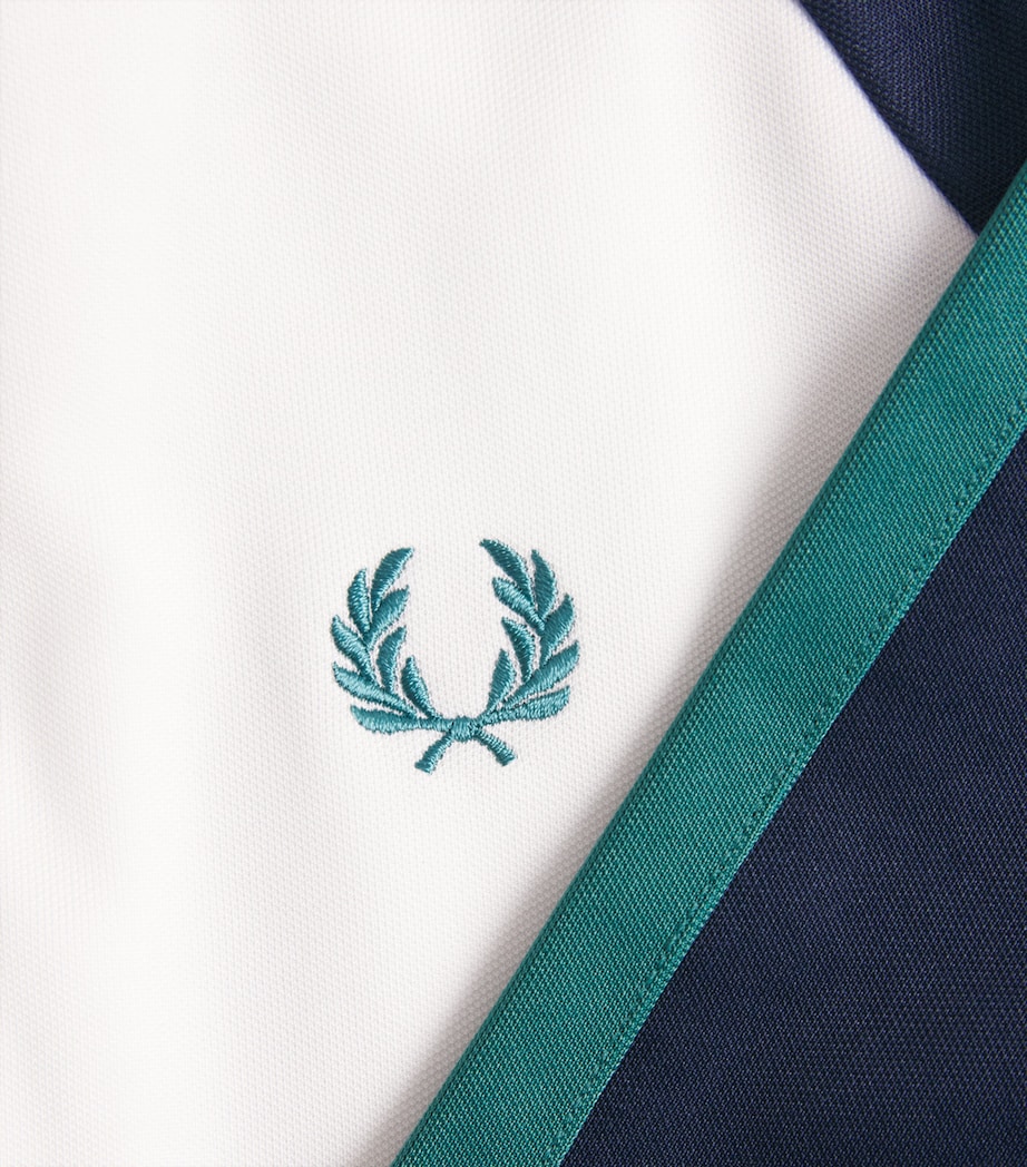 Fred Perry Mens Contrast-Sleeve Track Jacket Snow White Image 6