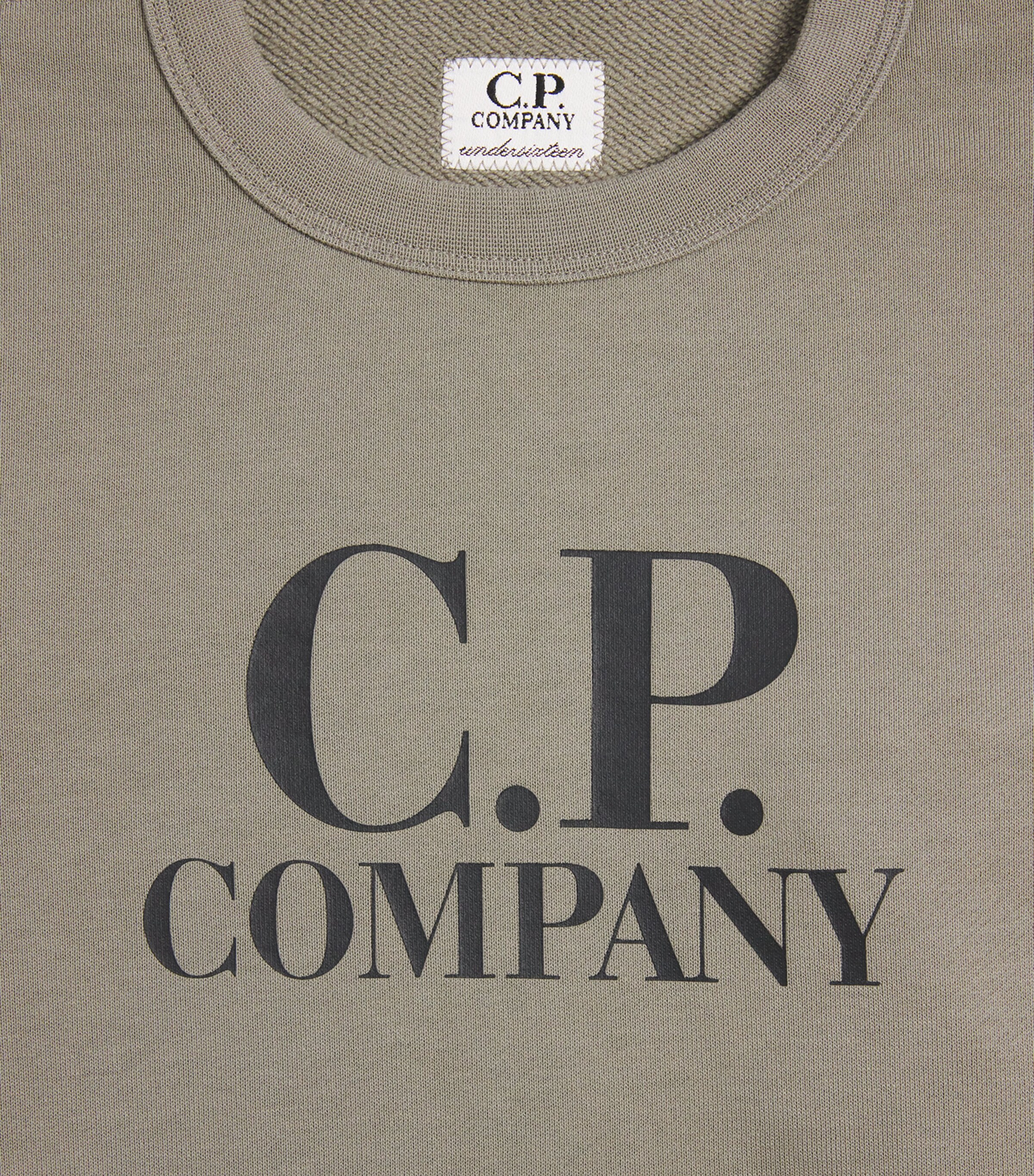 C.P. Company Kids Cotton Logo Print Sweatshirt (4-14 Years) Taupe Grey Image 3