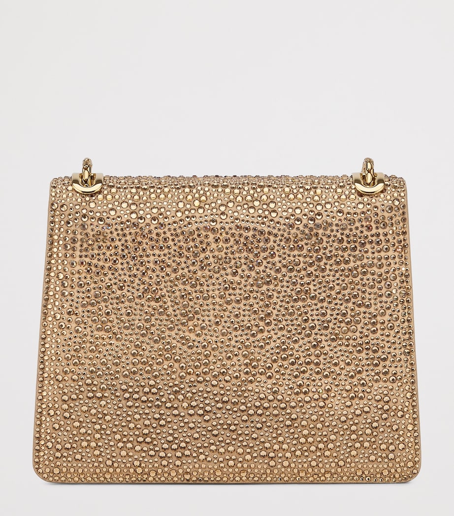 Small Crystal-Embellished Suede Serpenti Forever Day-to-Night Shoulder Bag GOLD Image 3