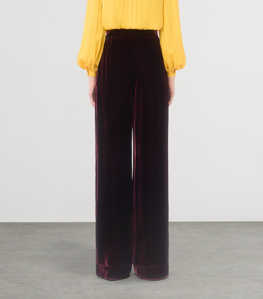 Valentino Womens Velvet Wide-Leg Trousers Image 5