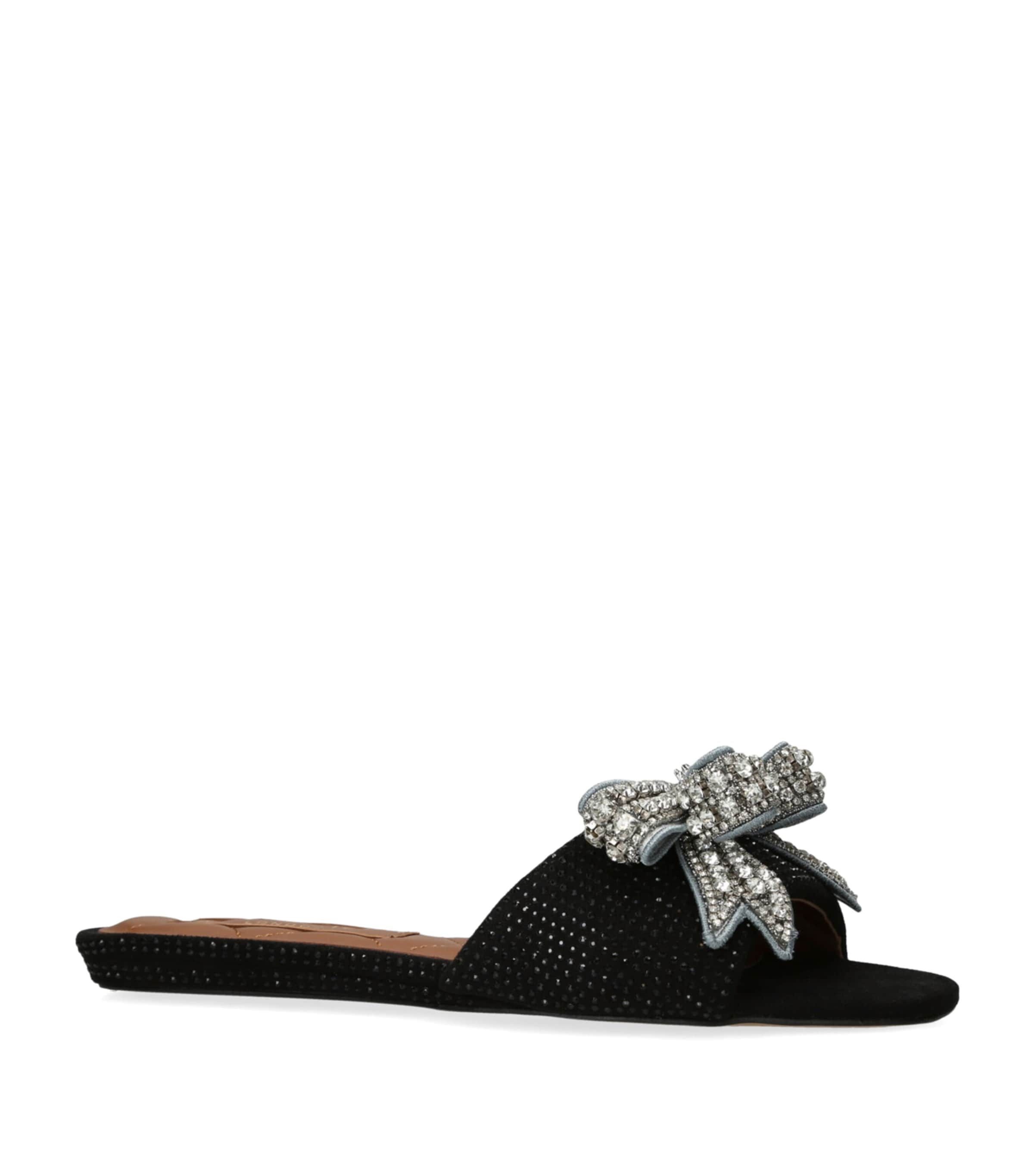 KURT GEIGER CRYSTAL-EMBELLISHED BOW SANDALS 