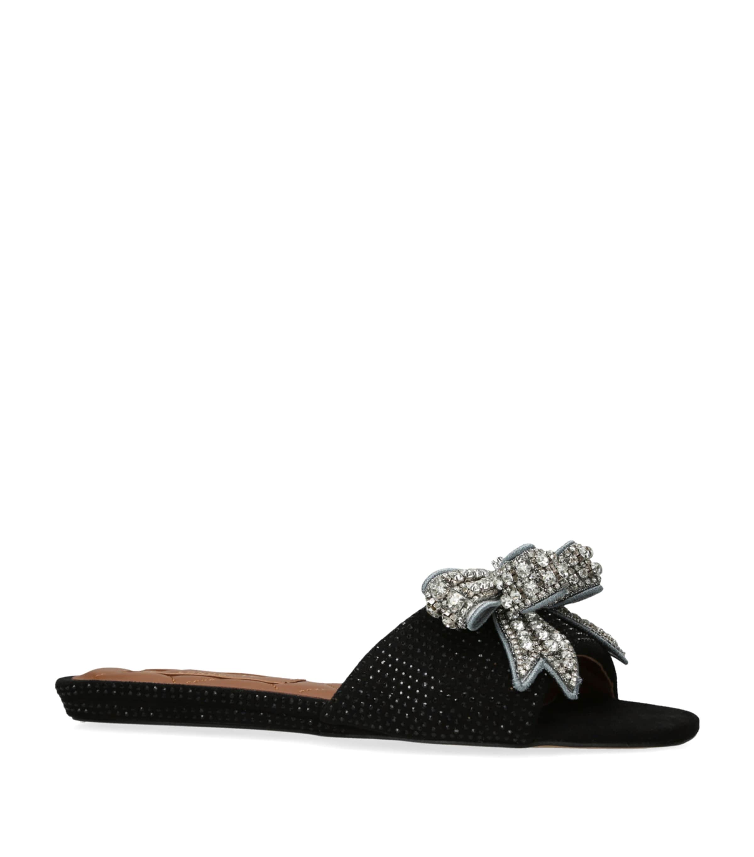 Kurt Geiger London Crystal-Embellished Bow Sandals | Women Shoes | Mules | Sandals | Flat Sandals | Designers | Kurt Geiger London
