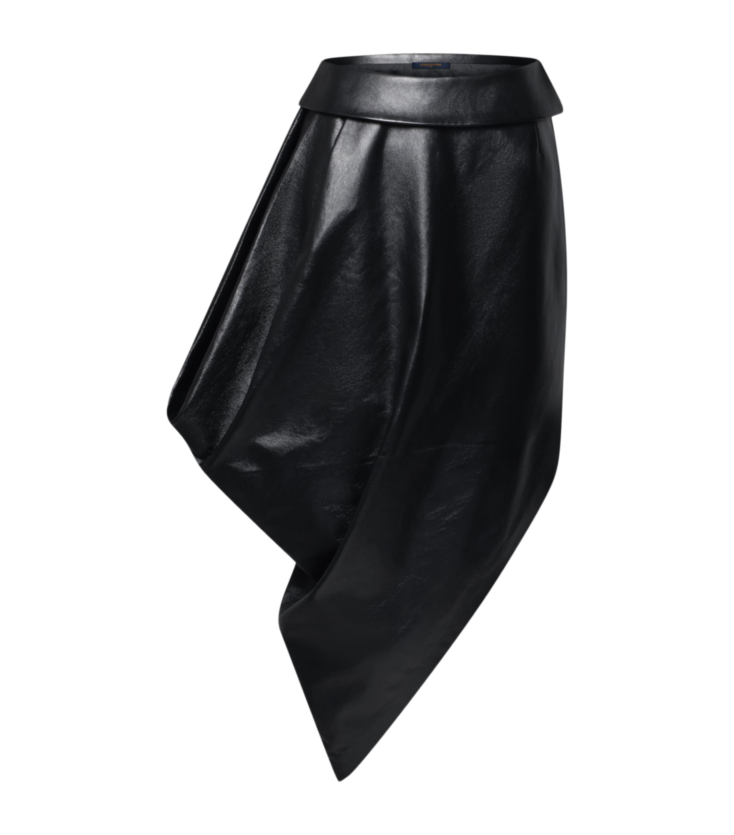 LOUIS VUITTON Womens Lambskin Asymmetric Midi Skirt Black Image 1