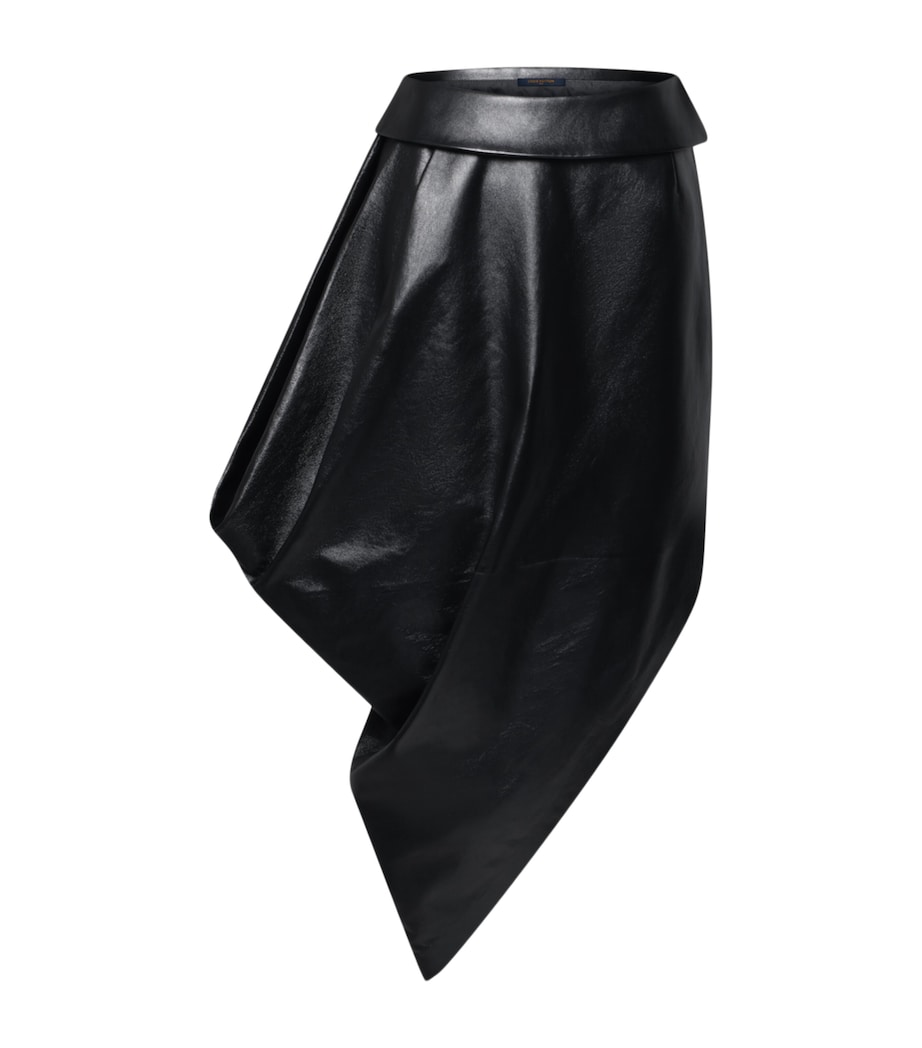 LOUIS VUITTON Womens Lambskin Asymmetric Midi Skirt Black Image 1