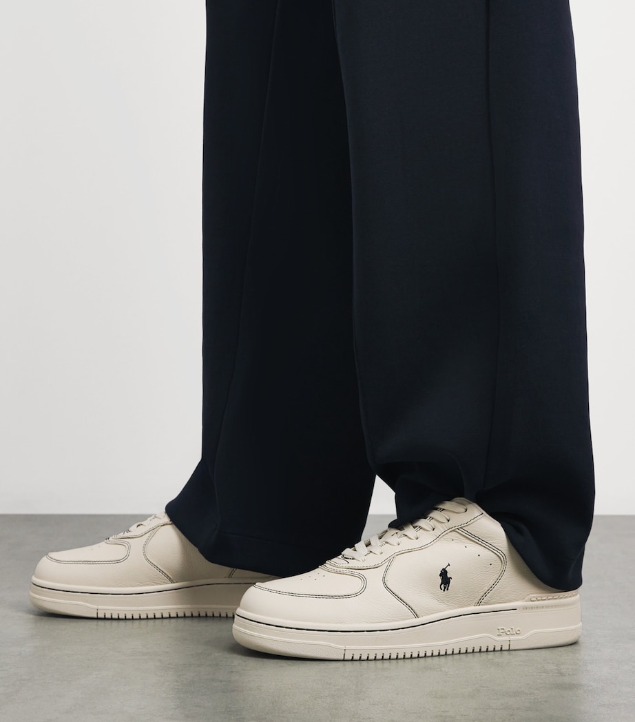 Polo Ralph Lauren Leather Masters Court Sneakers Ecru/navy Image 4