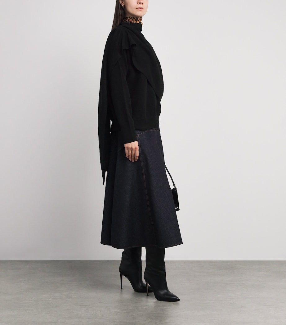 Wool-Cashmere Draped Sweater BLACK-001BLK Image 2