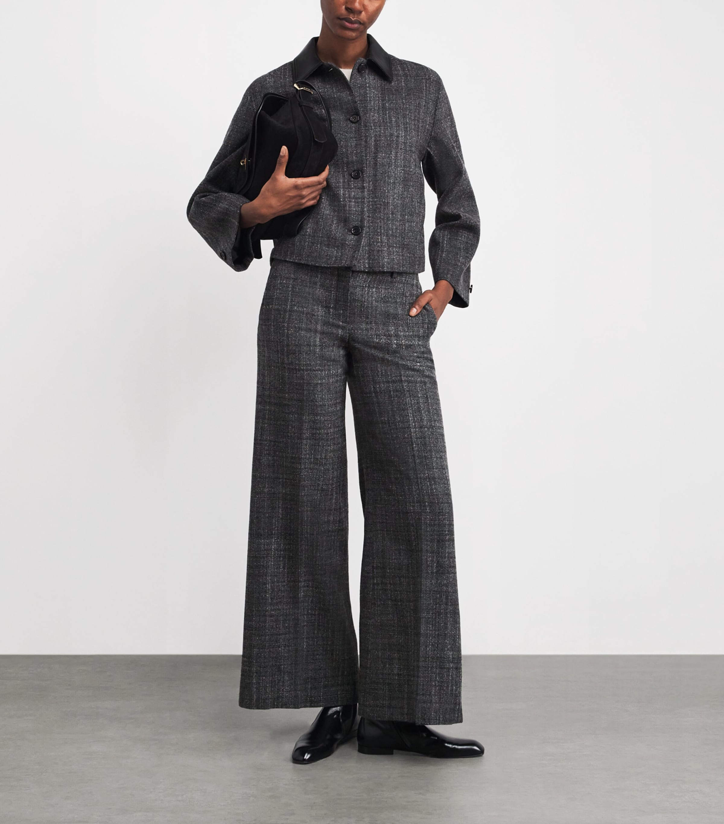 Theory Womens Wool-Blend Malfile Blazer Charcoal Multi Qdy Image 2